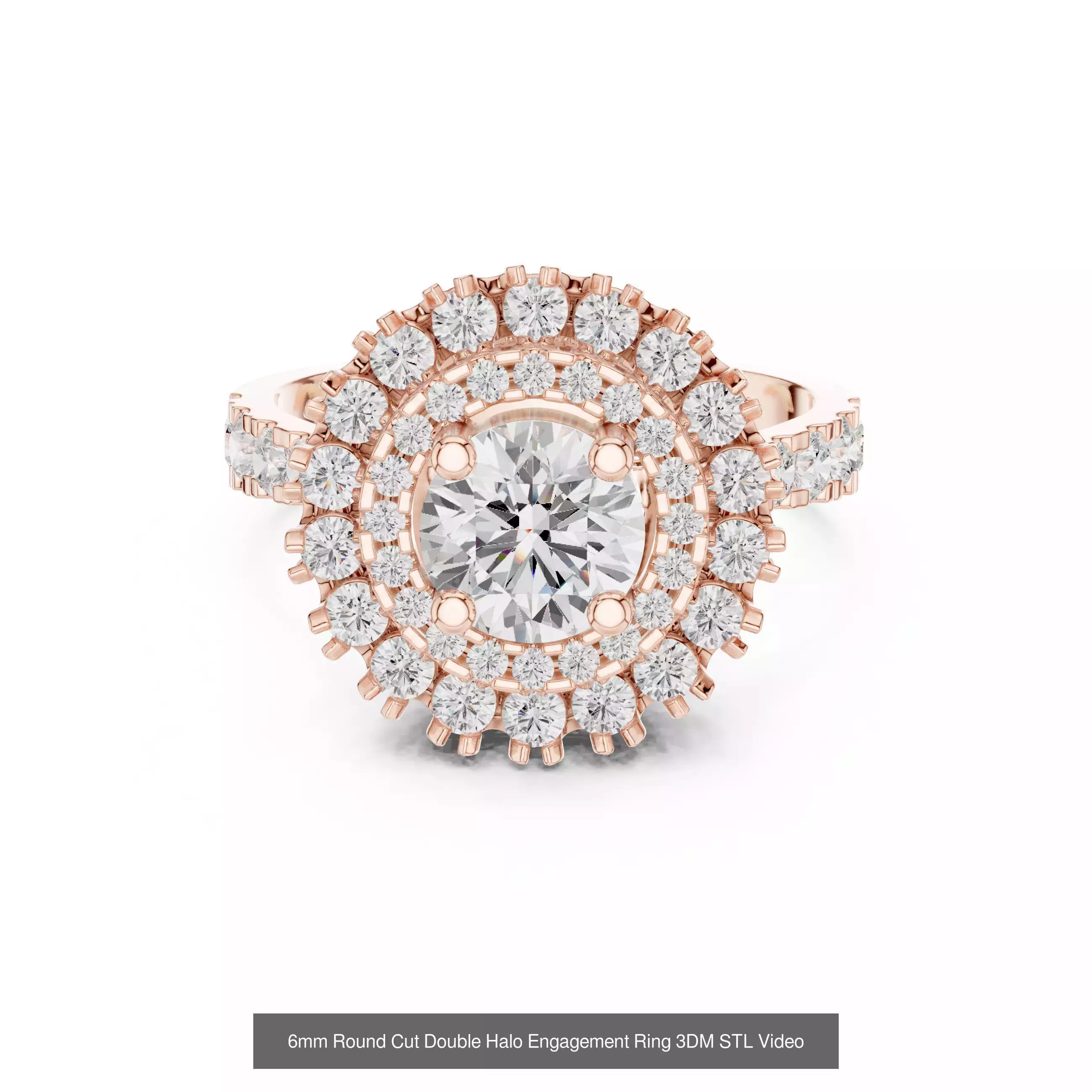 293 Halo Diamond Rings 3DM STL OBJ FBX 3 Color Render Video 3D Model Collection_134