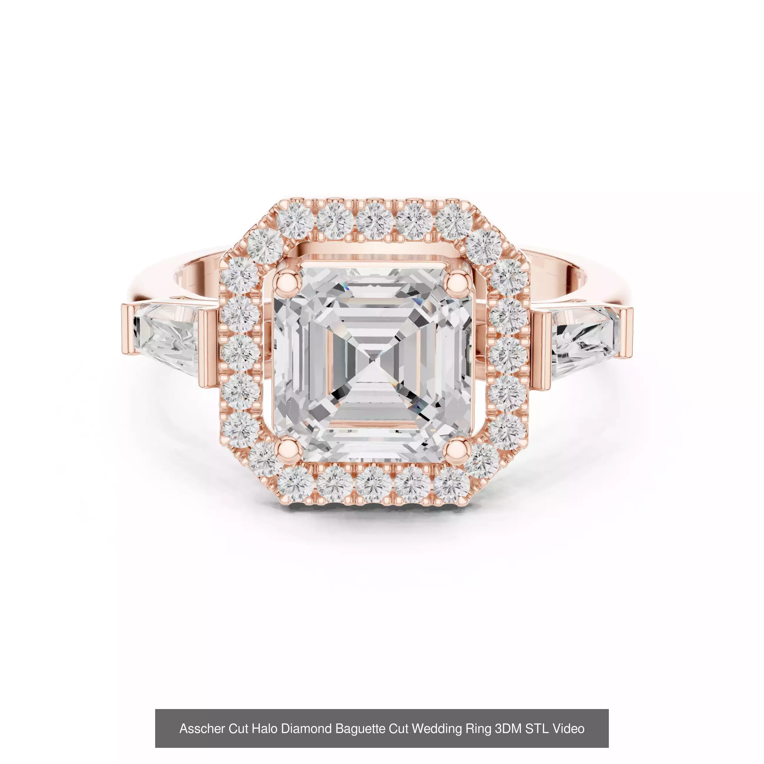 293 Halo Diamond Rings 3DM STL OBJ FBX 3 Color Render Video 3D Model Collection_79