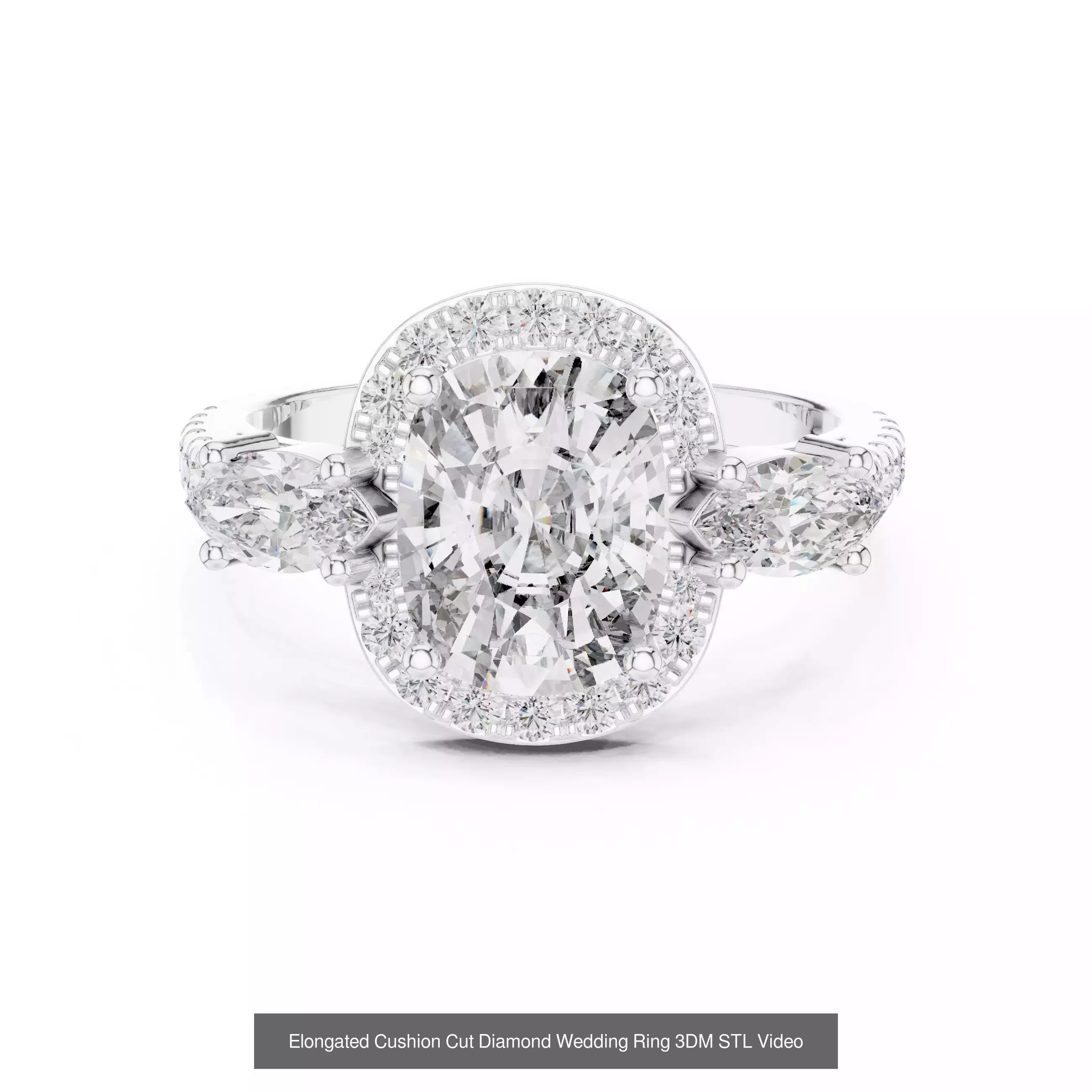 293 Halo Diamond Rings 3DM STL OBJ FBX 3 Color Render Video 3D Model Collection_217