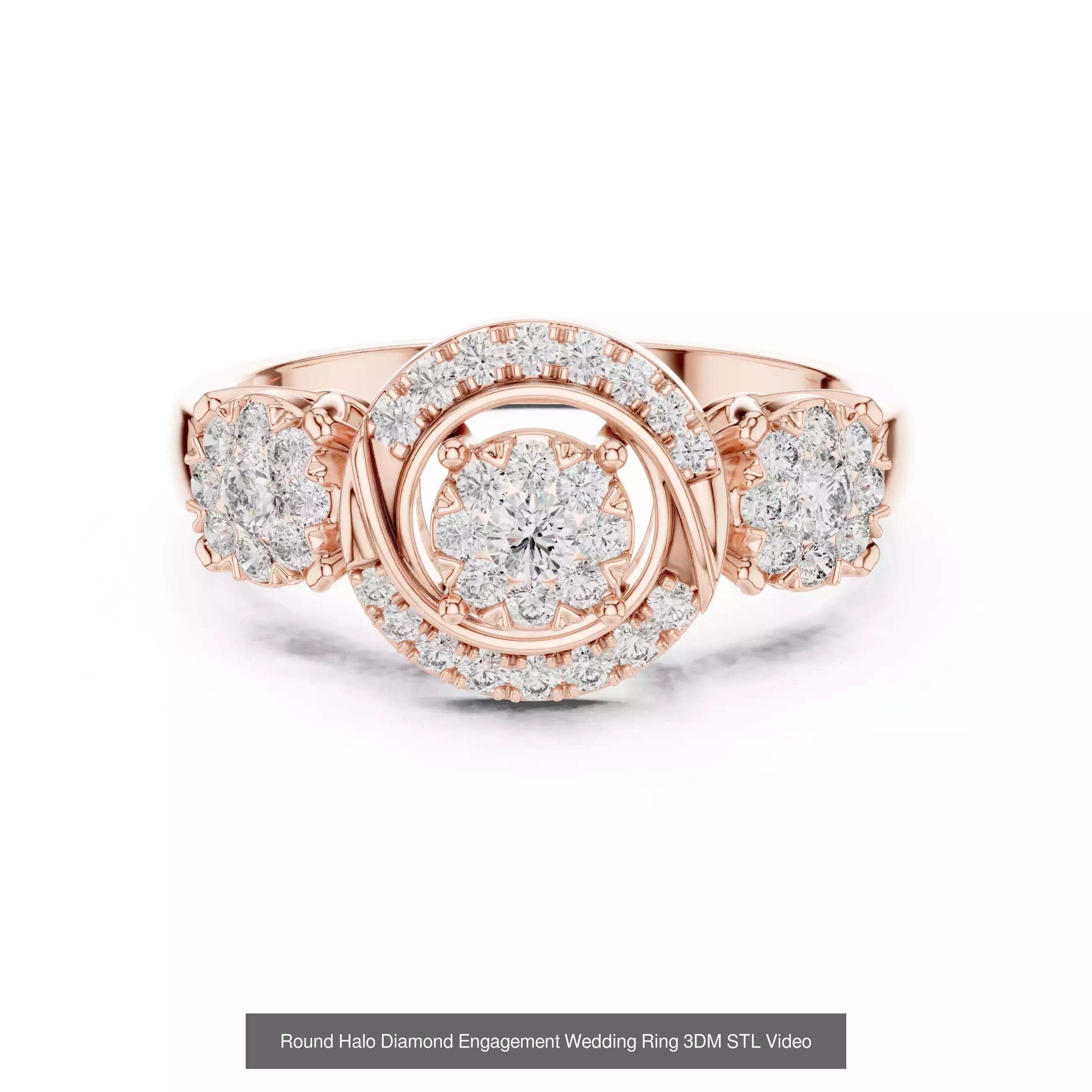 293 Halo Diamond Rings 3DM STL OBJ FBX 3 Color Render Video 3D Model Collection_62