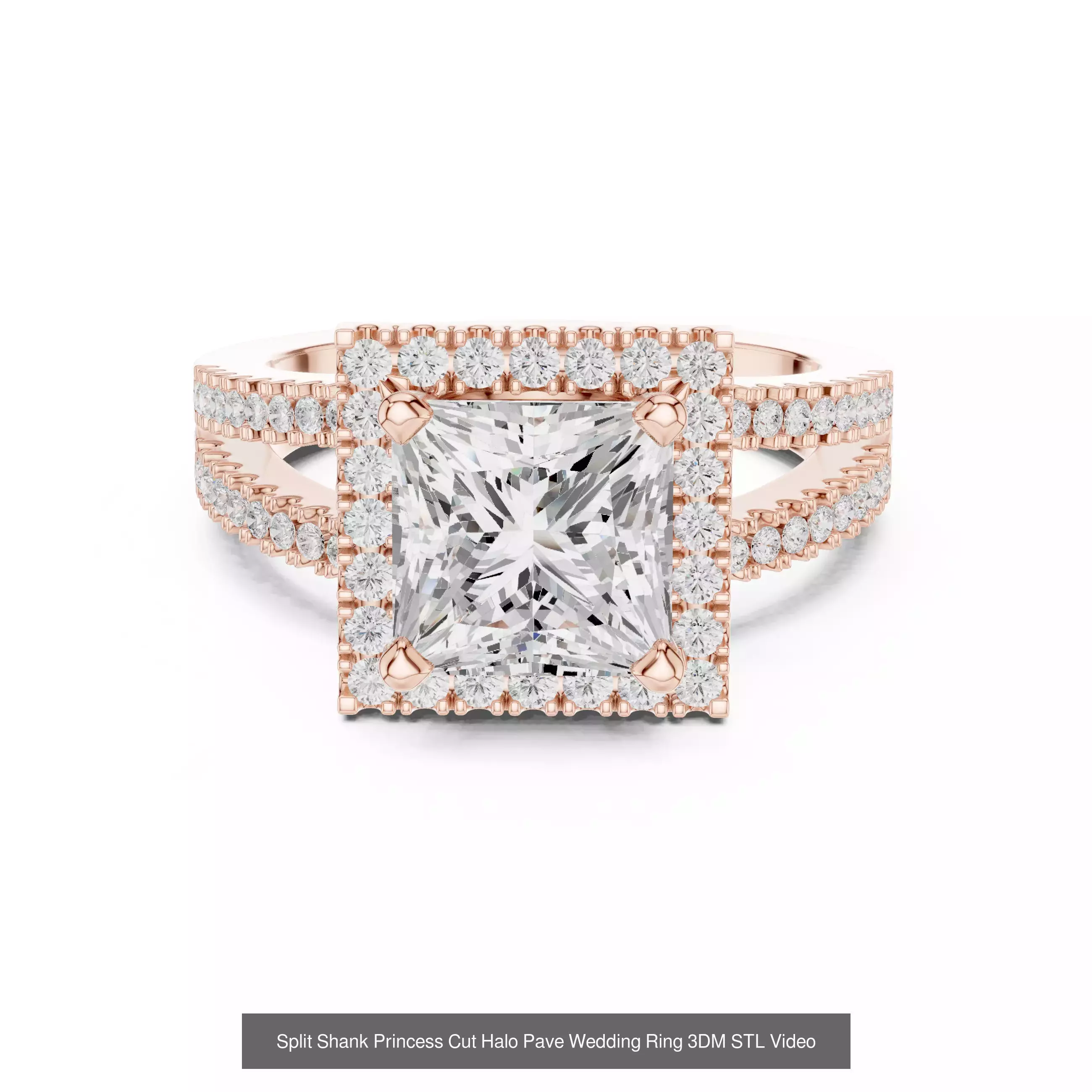 293 Halo Diamond Rings 3DM STL OBJ FBX 3 Color Render Video 3D Model Collection_102