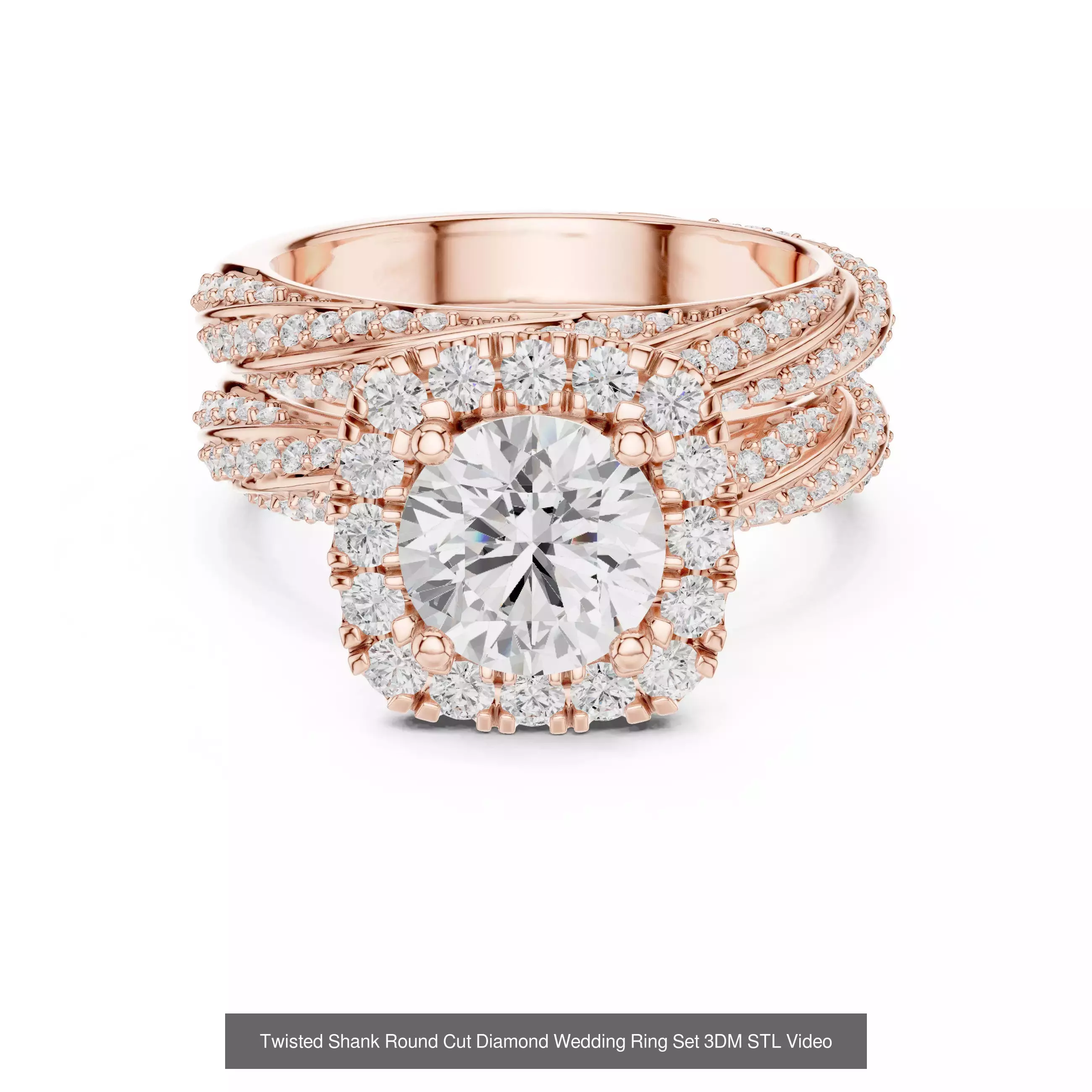 293 Halo Diamond Rings 3DM STL OBJ FBX 3 Color Render Video 3D Model Collection_176