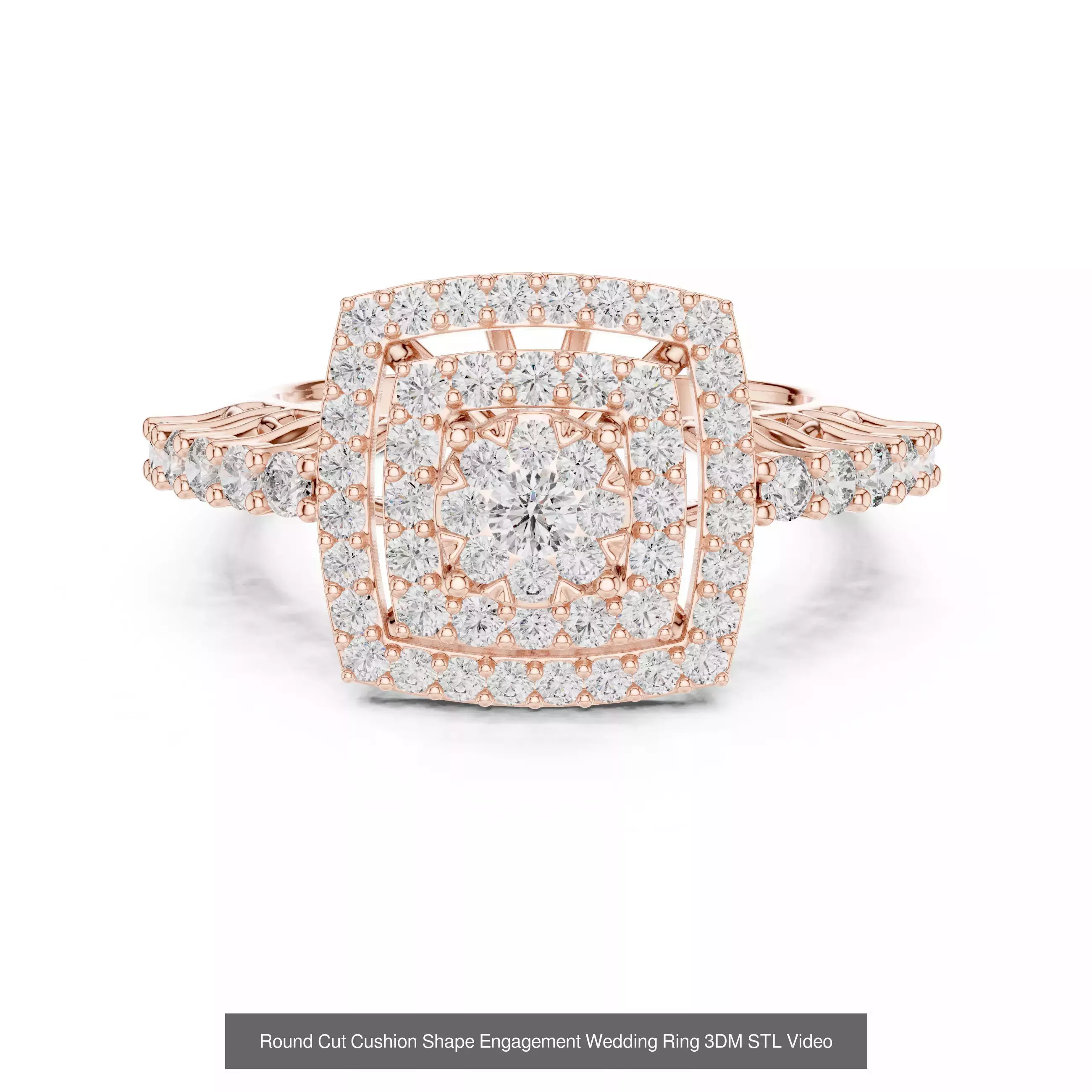 293 Halo Diamond Rings 3DM STL OBJ FBX 3 Color Render Video 3D Model Collection_166