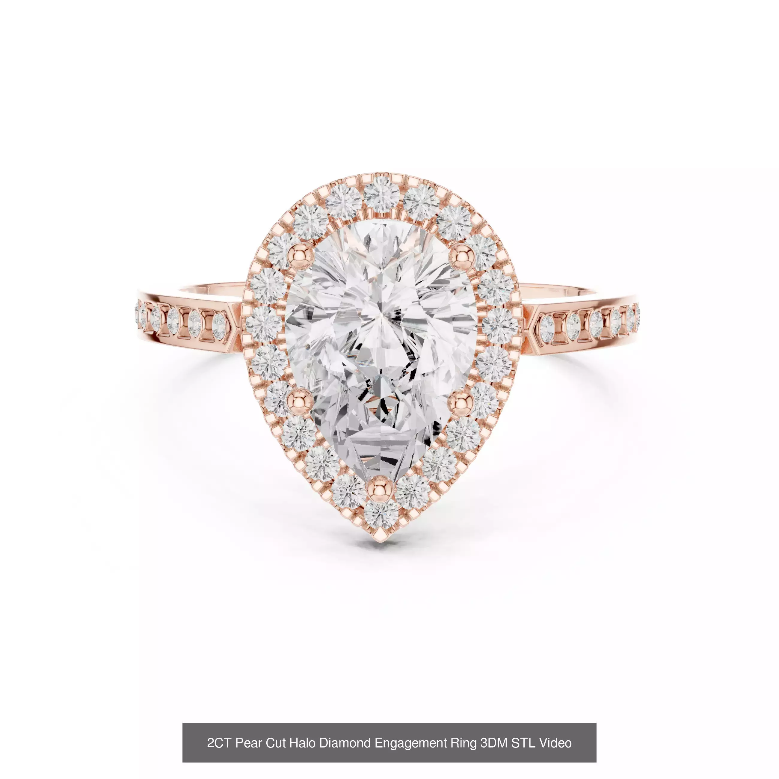 293 Halo Diamond Rings 3DM STL OBJ FBX 3 Color Render Video 3D Model Collection_93