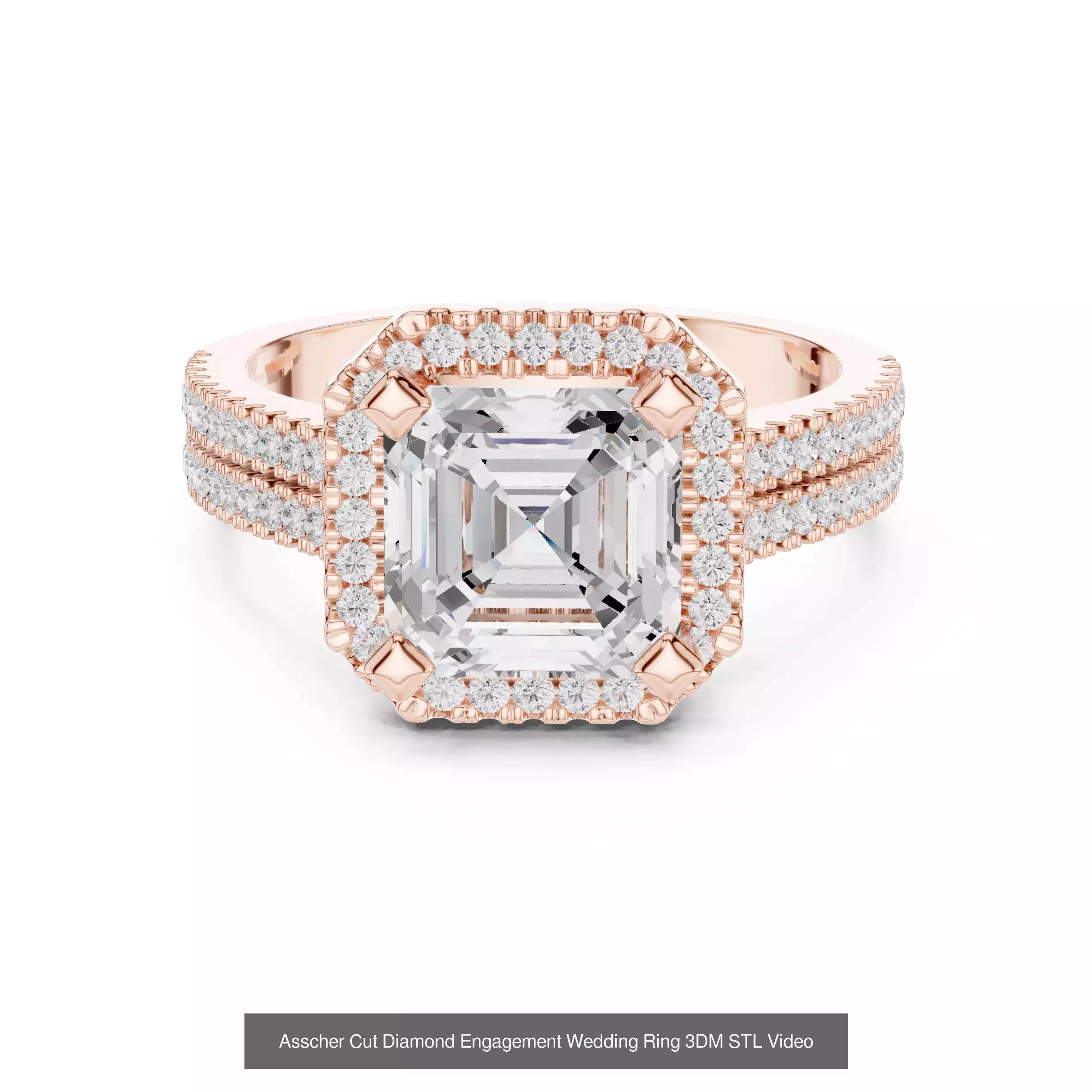 293 Halo Diamond Rings 3DM STL OBJ FBX 3 Color Render Video 3D Model Collection_70