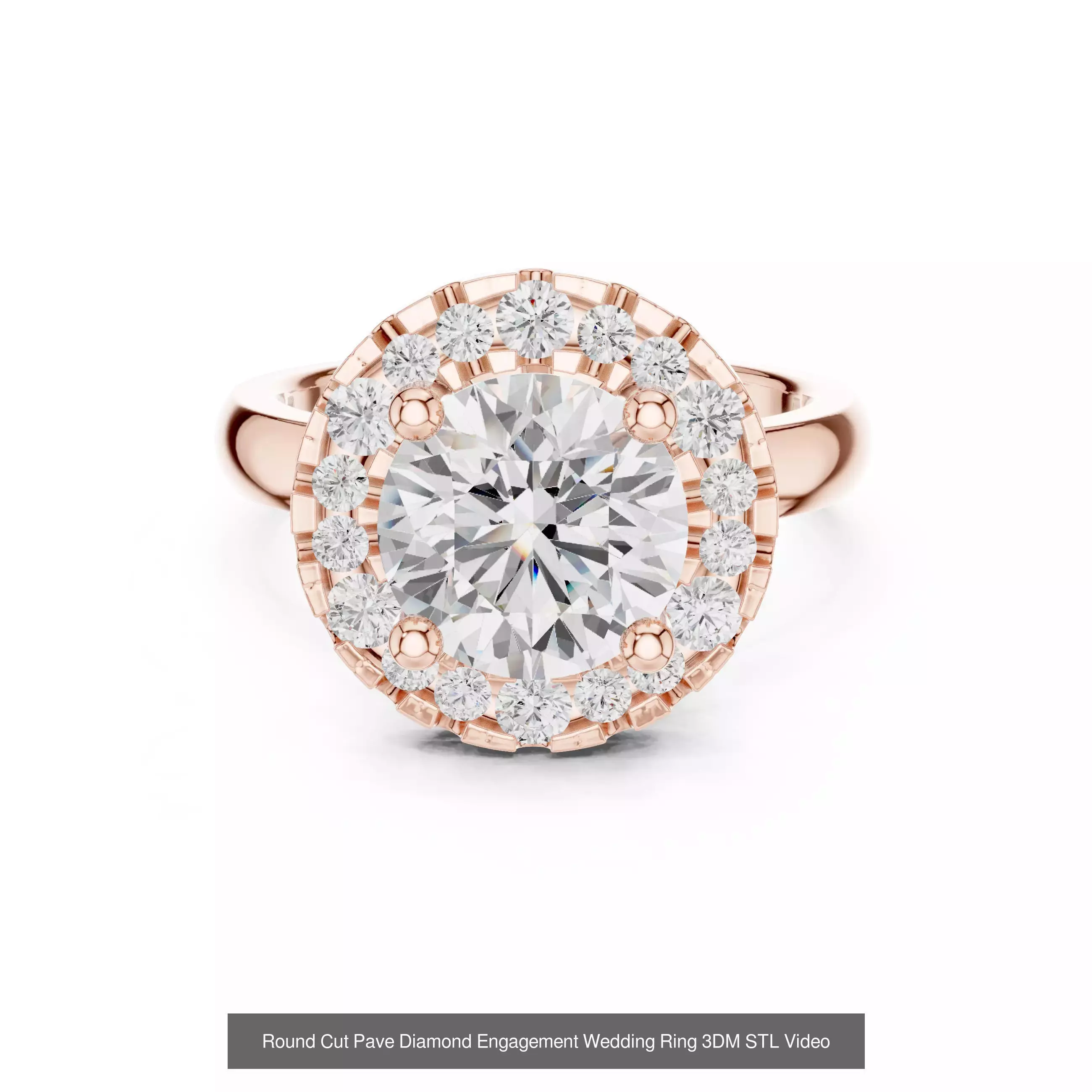 293 Halo Diamond Rings 3DM STL OBJ FBX 3 Color Render Video 3D Model Collection_195