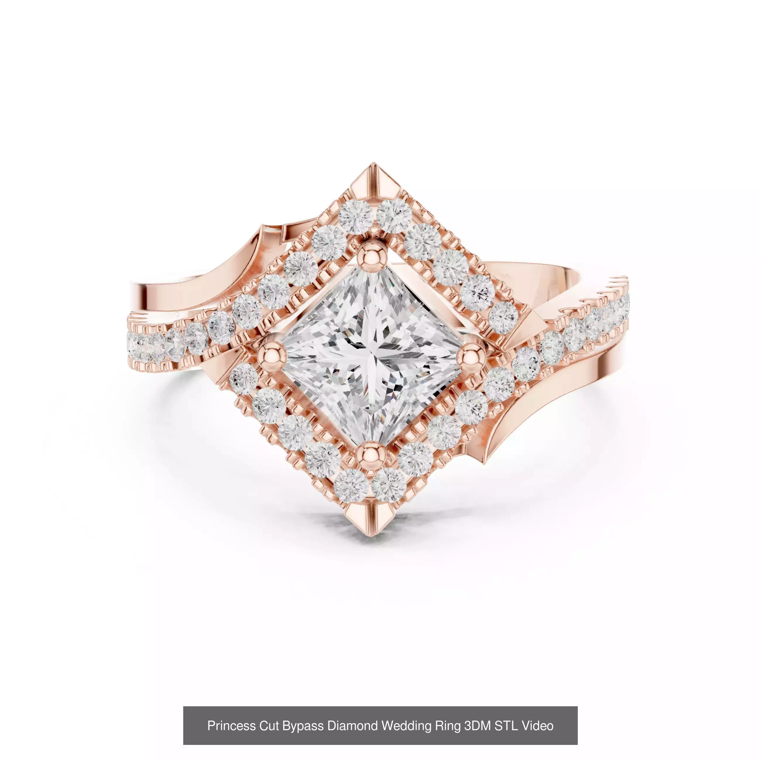 293 Halo Diamond Rings 3DM STL OBJ FBX 3 Color Render Video 3D Model Collection_184