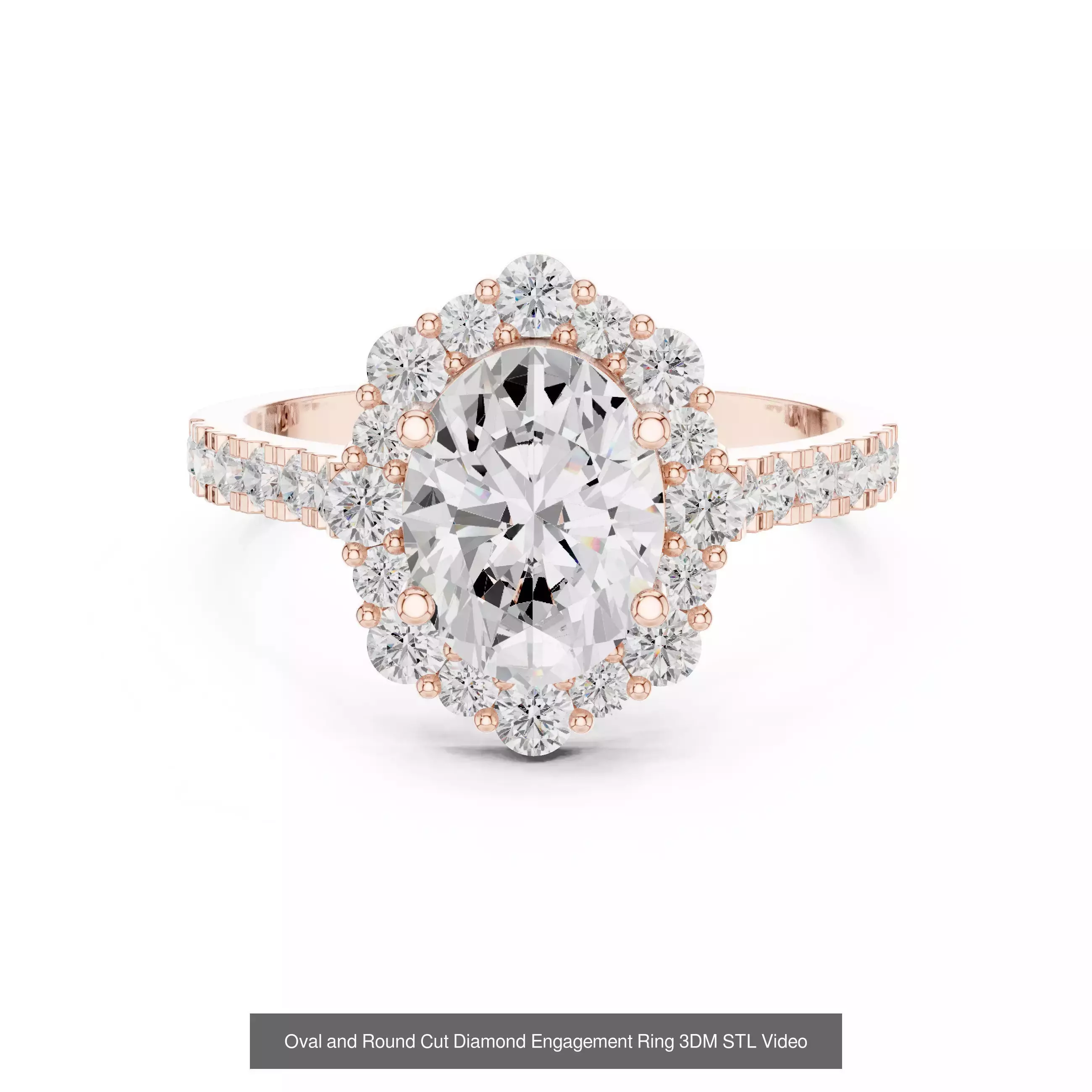 293 Halo Diamond Rings 3DM STL OBJ FBX 3 Color Render Video 3D Model Collection_212