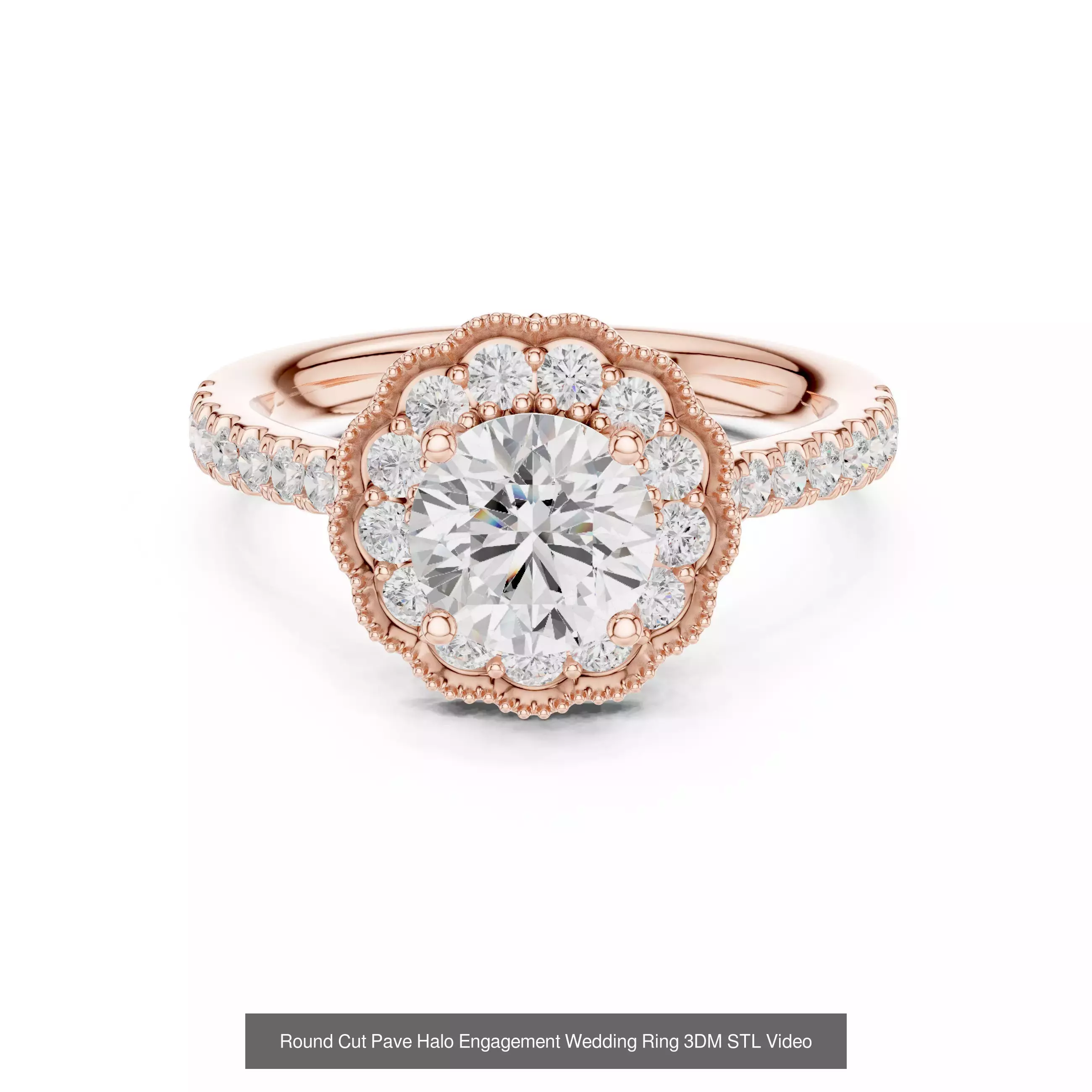 293 Halo Diamond Rings 3DM STL OBJ FBX 3 Color Render Video 3D Model Collection_105