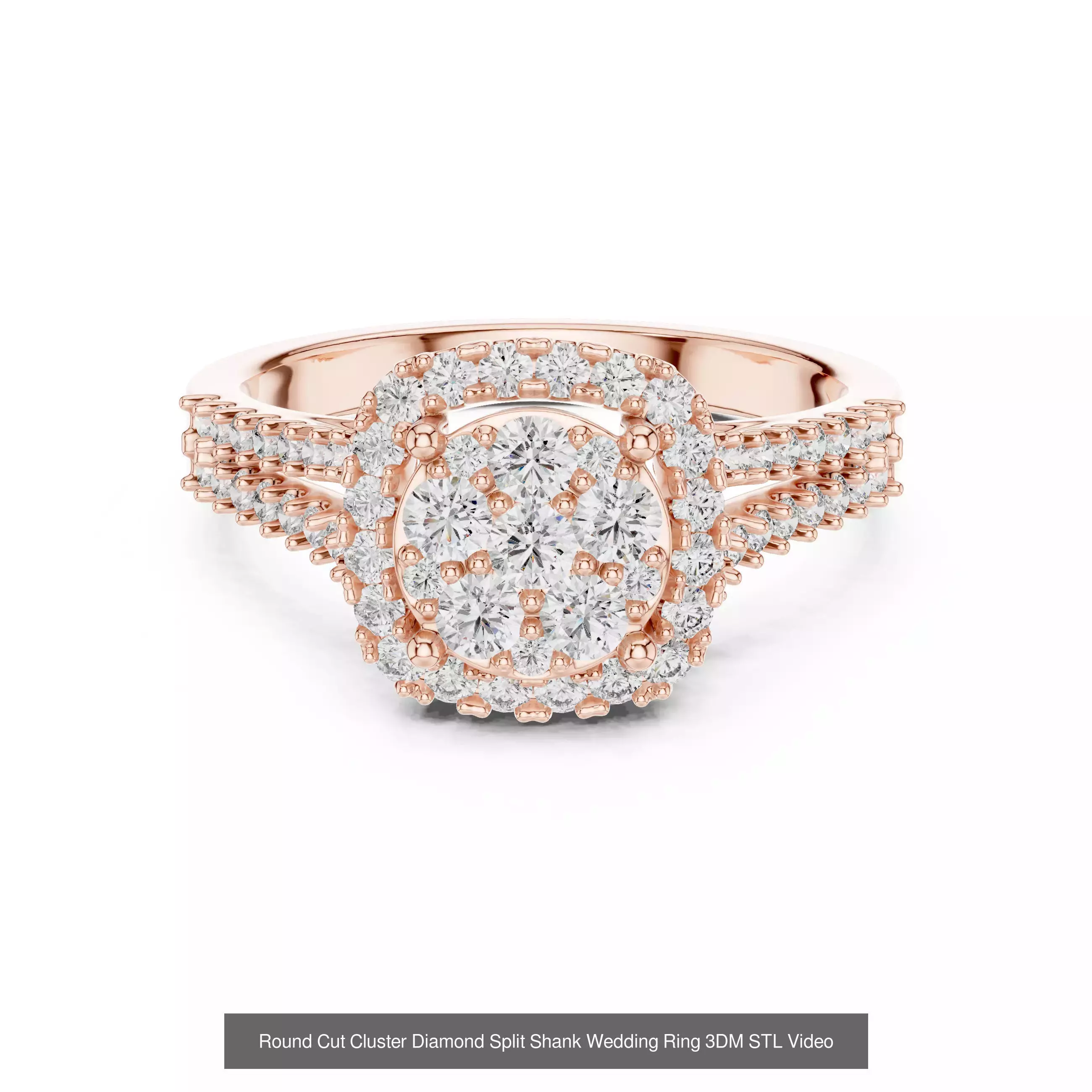 293 Halo Diamond Rings 3DM STL OBJ FBX 3 Color Render Video 3D Model Collection_57