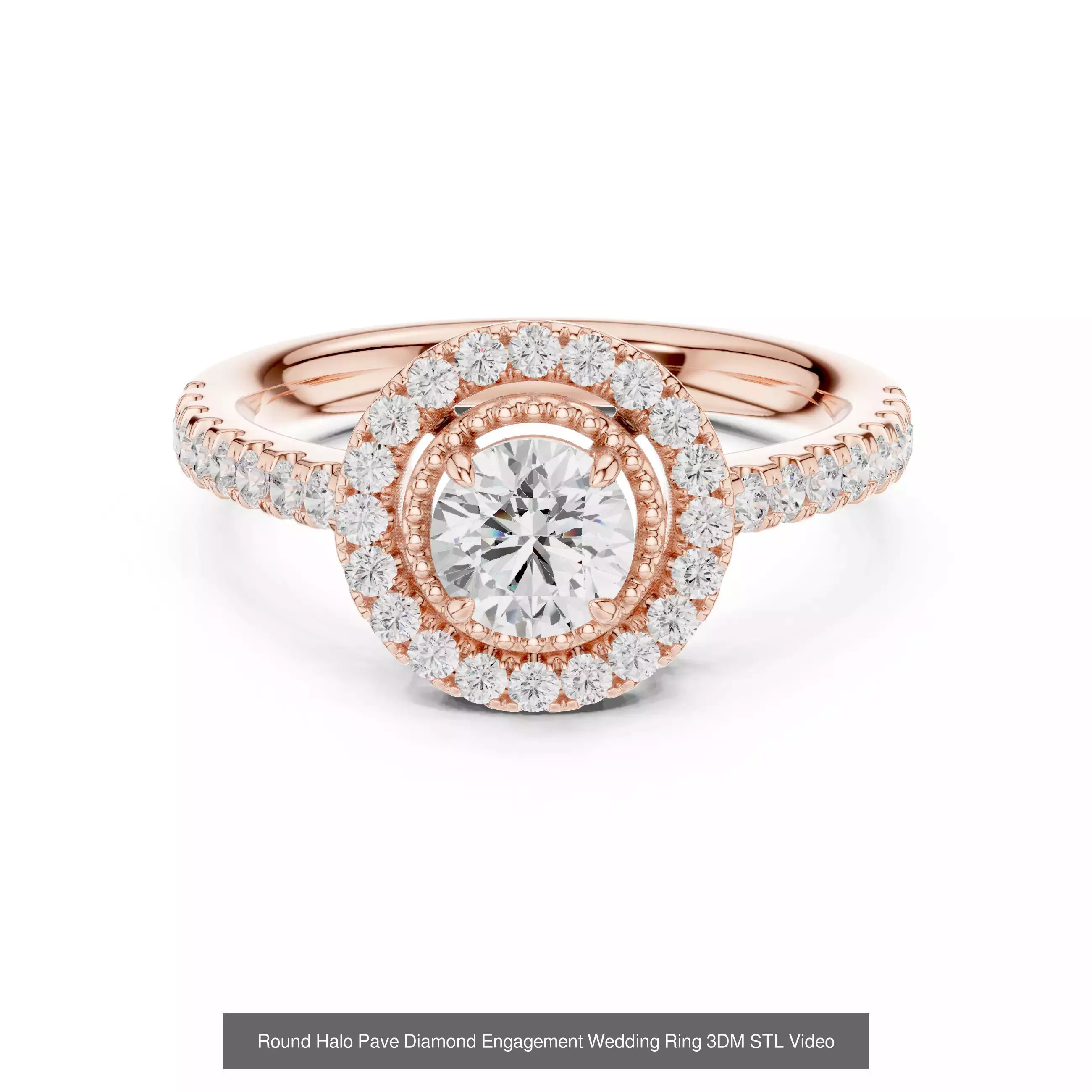 293 Halo Diamond Rings 3DM STL OBJ FBX 3 Color Render Video 3D Model Collection_106