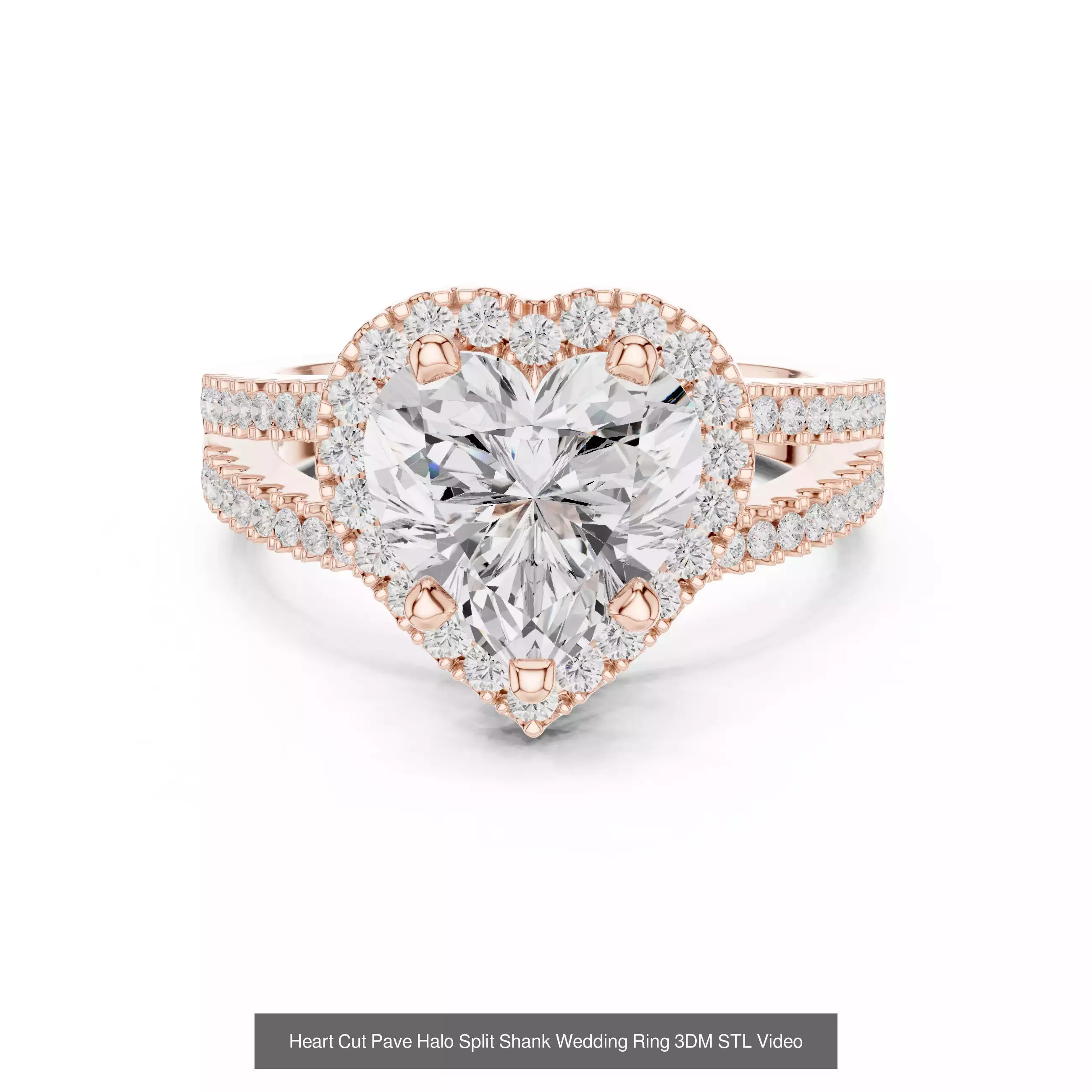 293 Halo Diamond Rings 3DM STL OBJ FBX 3 Color Render Video 3D Model Collection_99