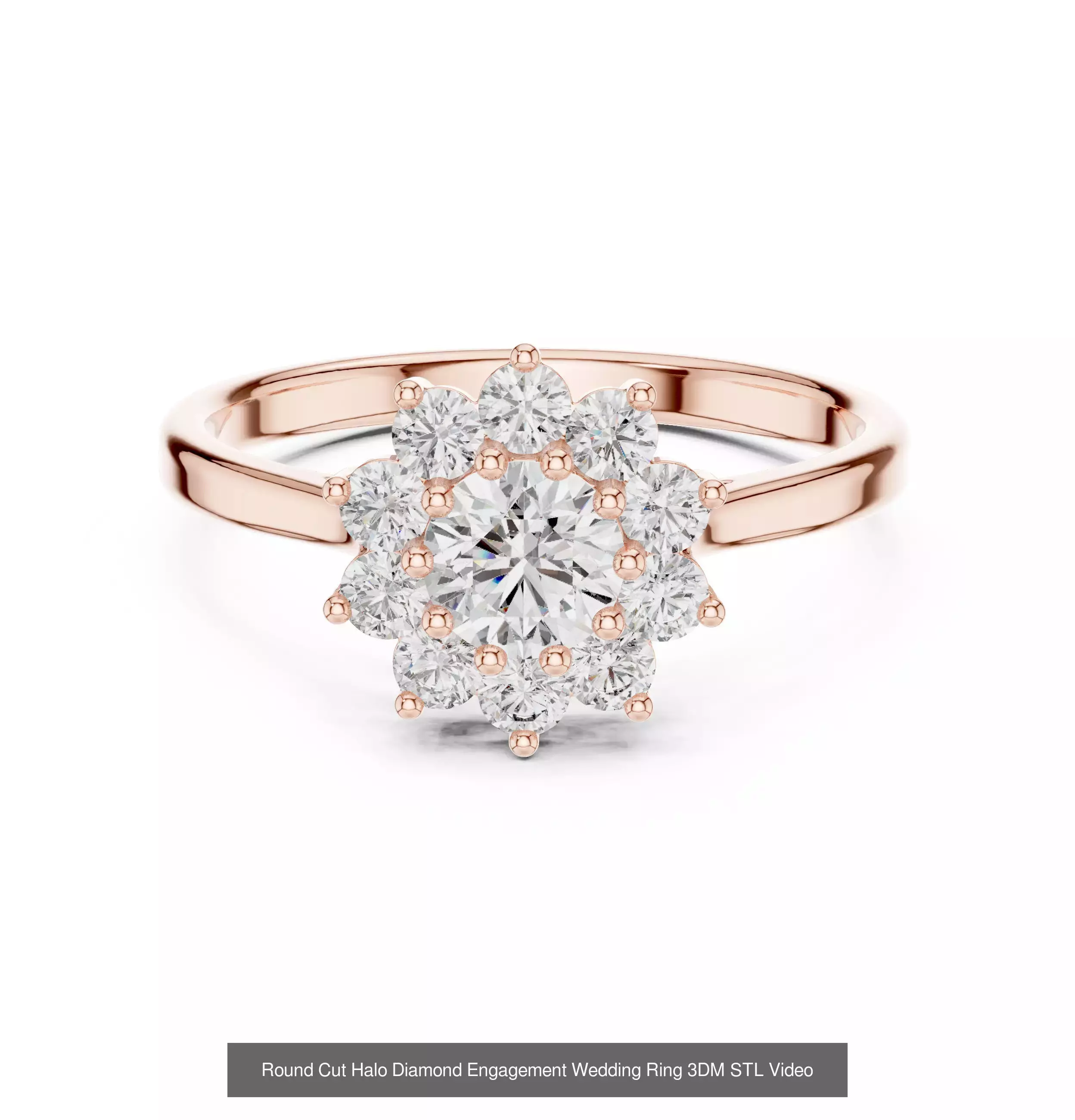 293 Halo Diamond Rings 3DM STL OBJ FBX 3 Color Render Video 3D Model Collection_117