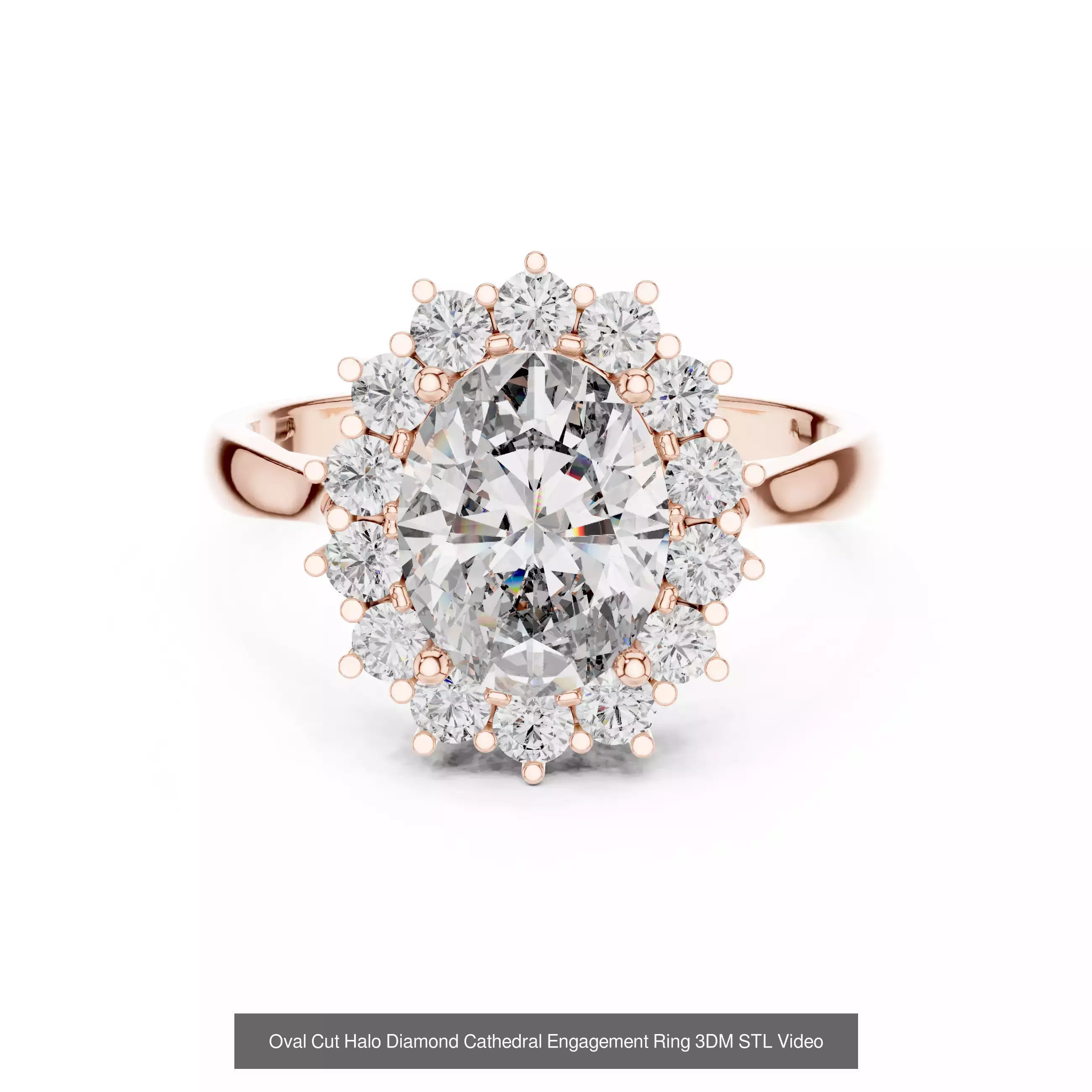 293 Halo Diamond Rings 3DM STL OBJ FBX 3 Color Render Video 3D Model Collection_56