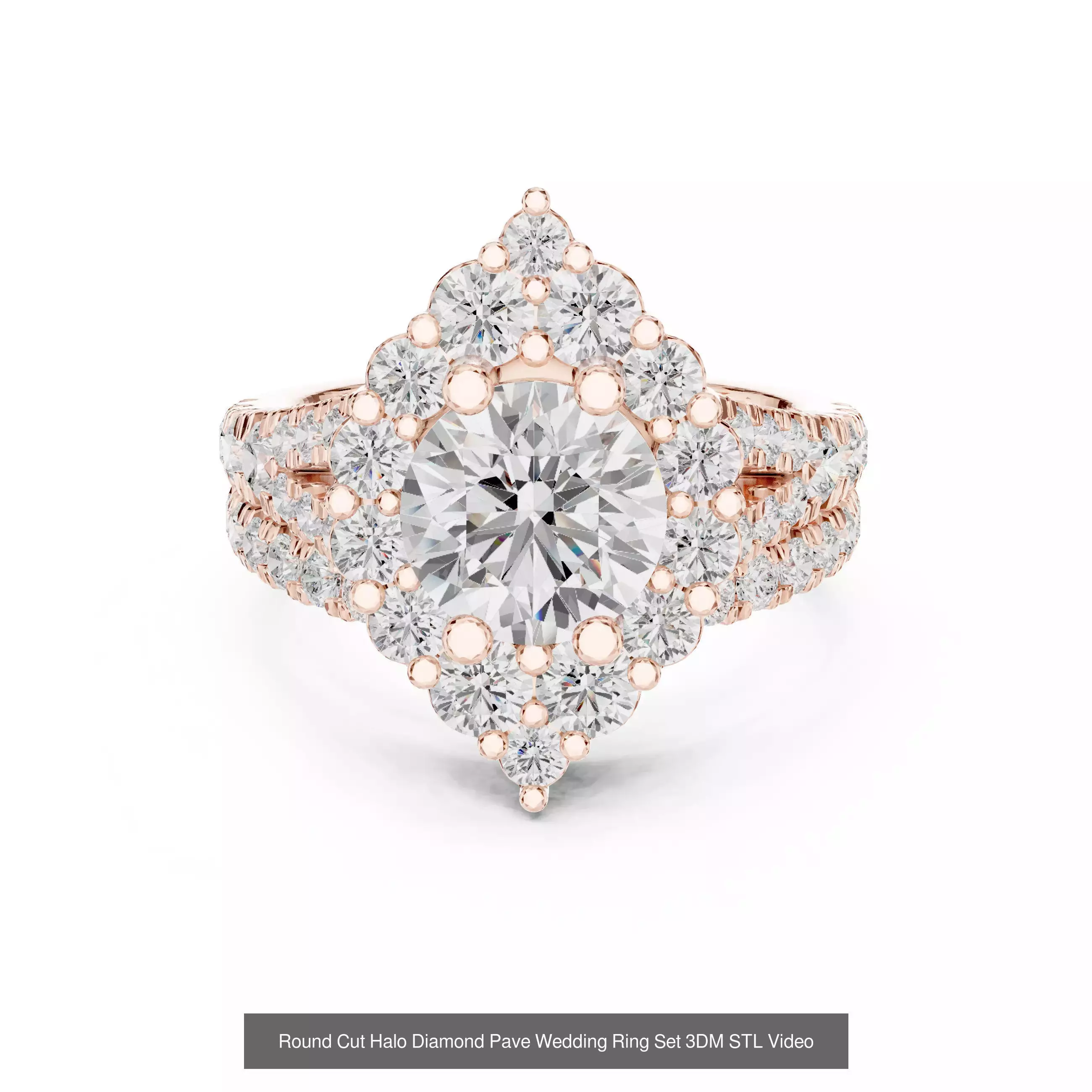 293 Halo Diamond Rings 3DM STL OBJ FBX 3 Color Render Video 3D Model Collection_178