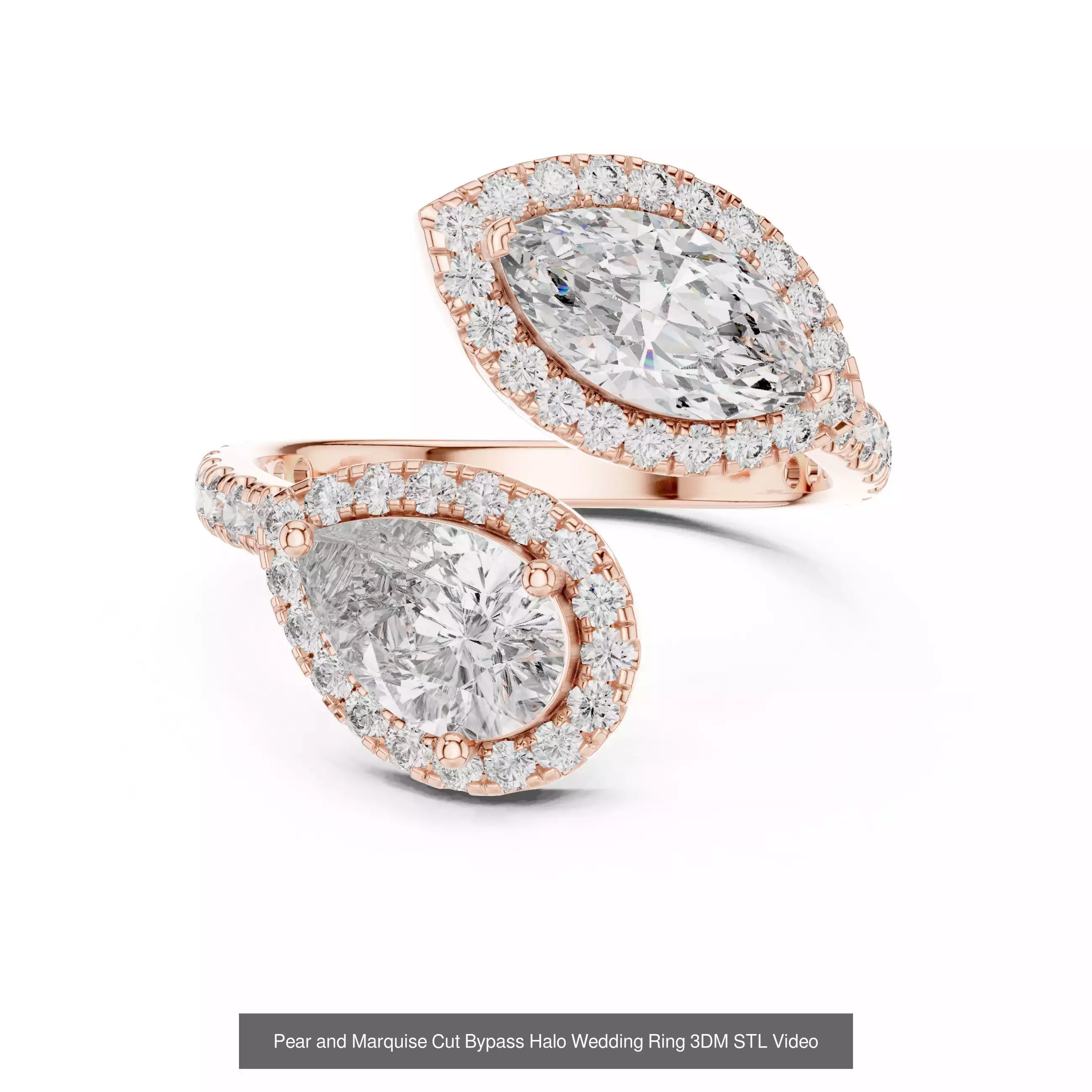 293 Halo Diamond Rings 3DM STL OBJ FBX 3 Color Render Video 3D Model Collection_153