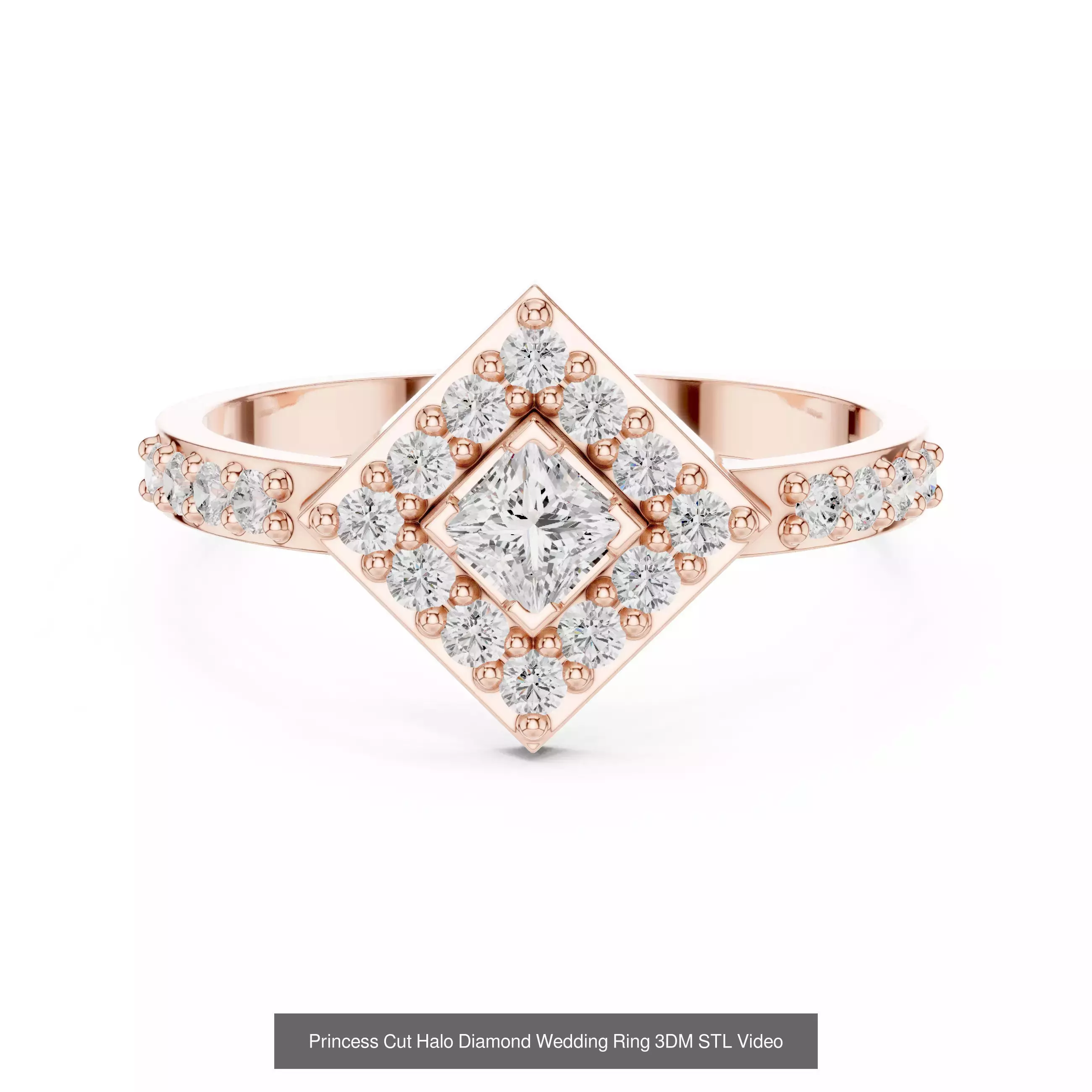 293 Halo Diamond Rings 3DM STL OBJ FBX 3 Color Render Video 3D Model Collection_114