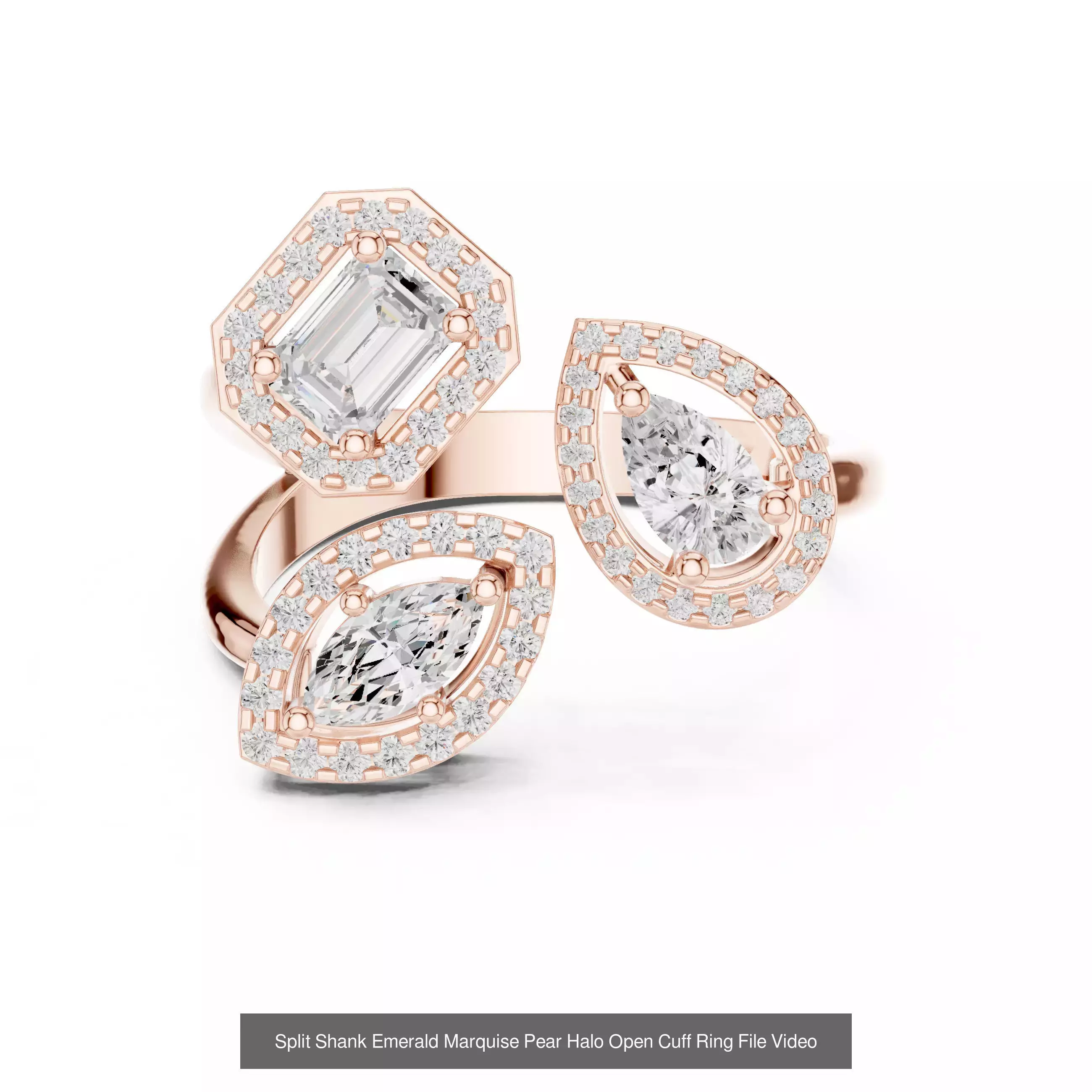 293 Halo Diamond Rings 3DM STL OBJ FBX 3 Color Render Video 3D Model Collection_224