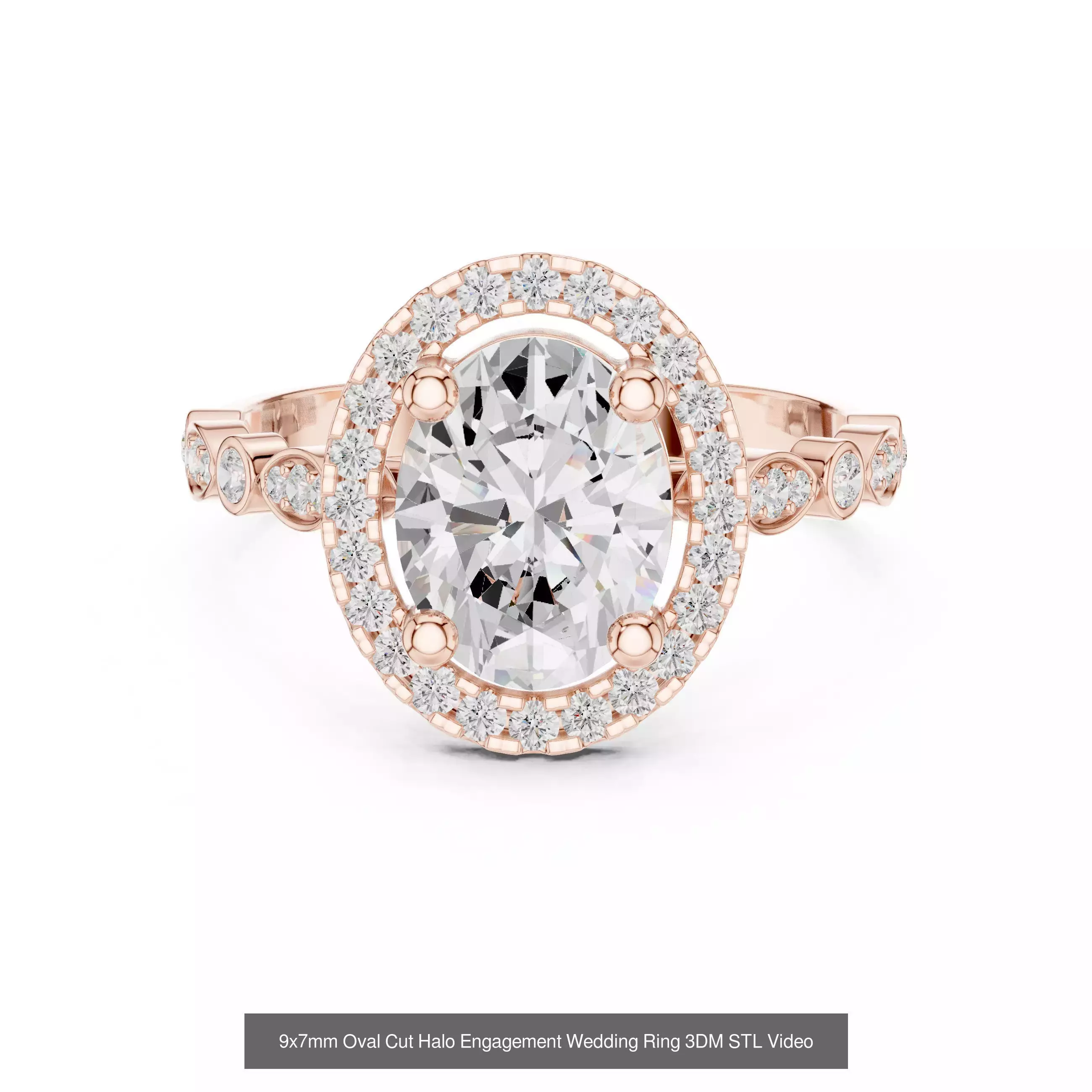 293 Halo Diamond Rings 3DM STL OBJ FBX 3 Color Render Video 3D Model Collection_201