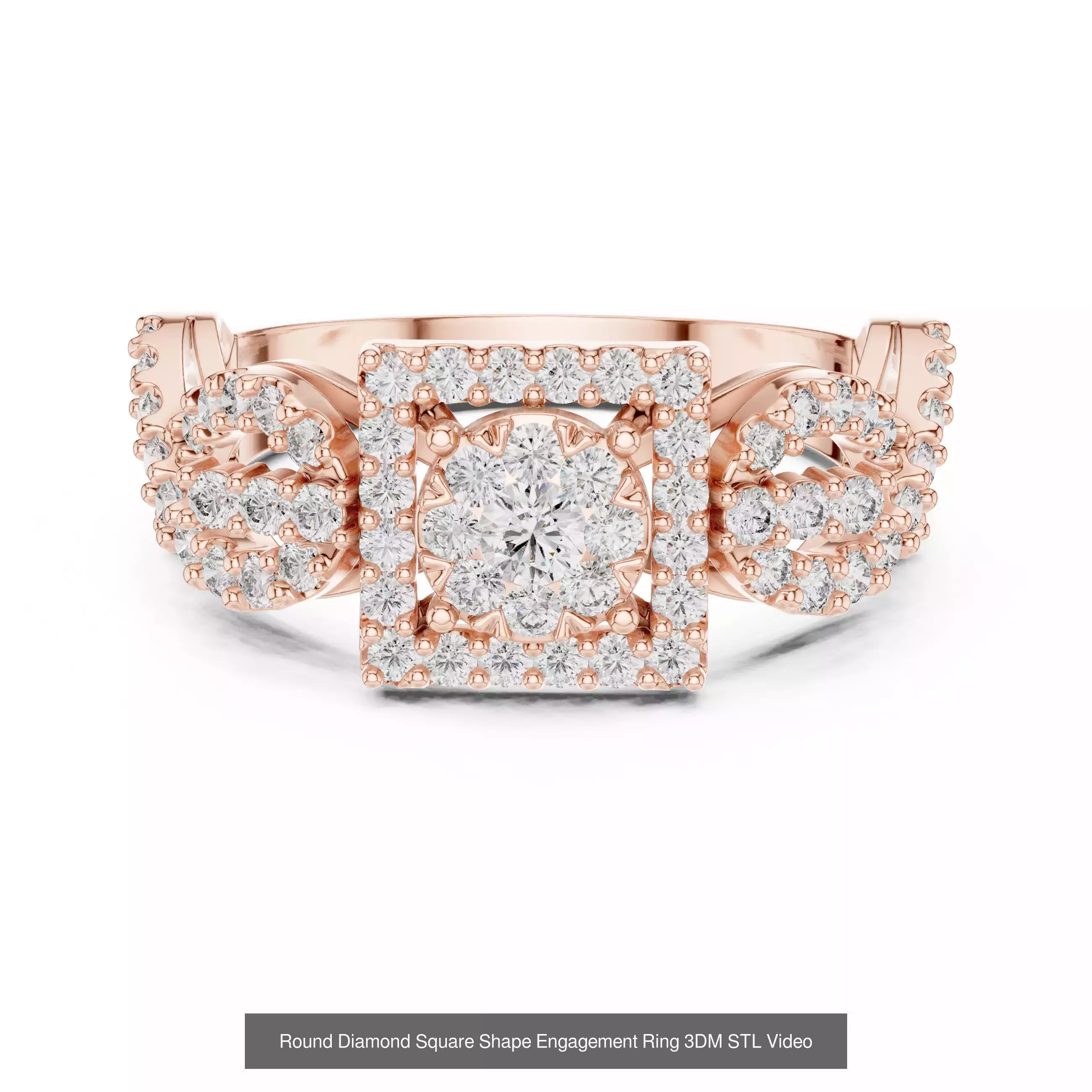 293 Halo Diamond Rings 3DM STL OBJ FBX 3 Color Render Video 3D Model Collection_59