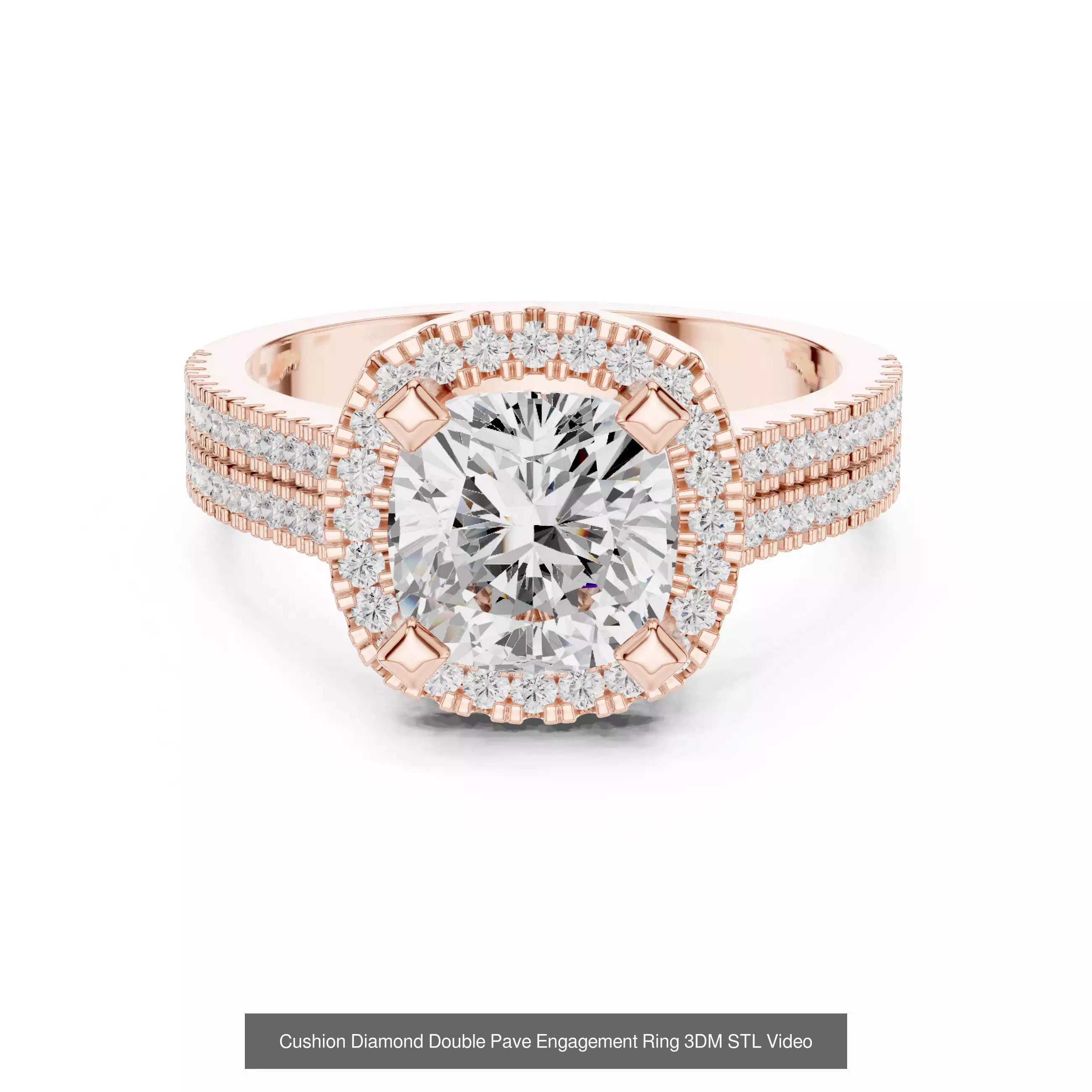 293 Halo Diamond Rings 3DM STL OBJ FBX 3 Color Render Video 3D Model Collection_71