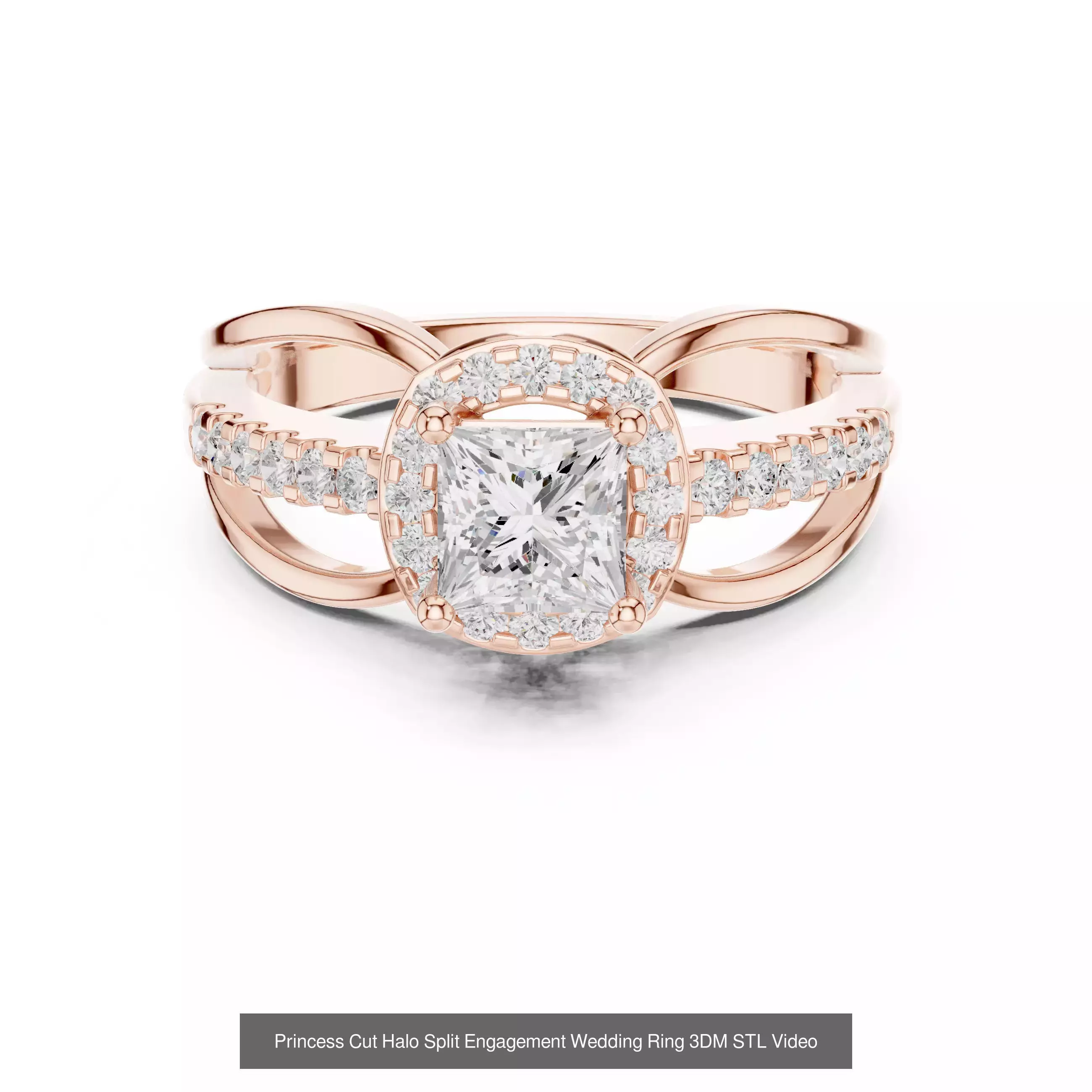 293 Halo Diamond Rings 3DM STL OBJ FBX 3 Color Render Video 3D Model Collection_222