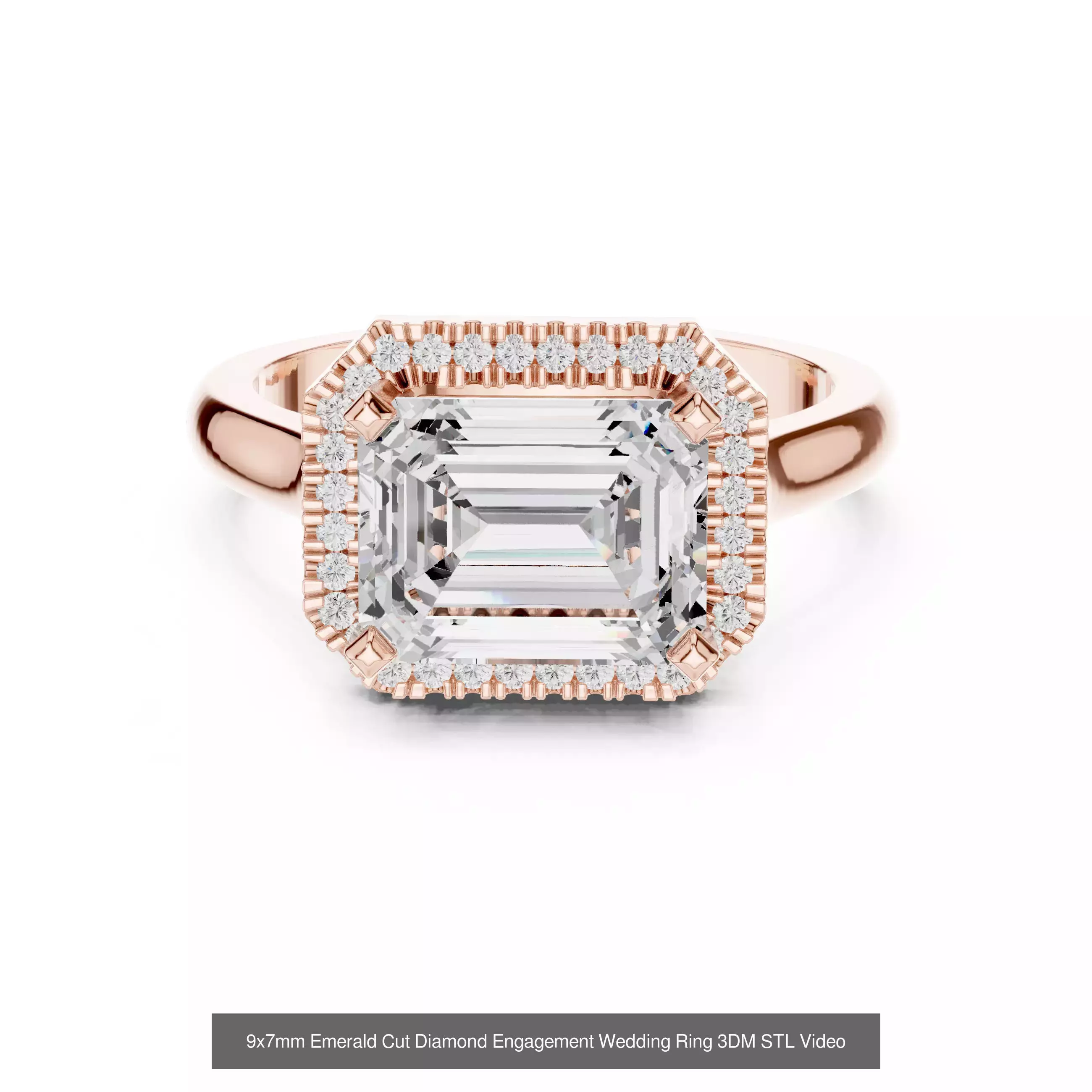 293 Halo Diamond Rings 3DM STL OBJ FBX 3 Color Render Video 3D Model Collection_194