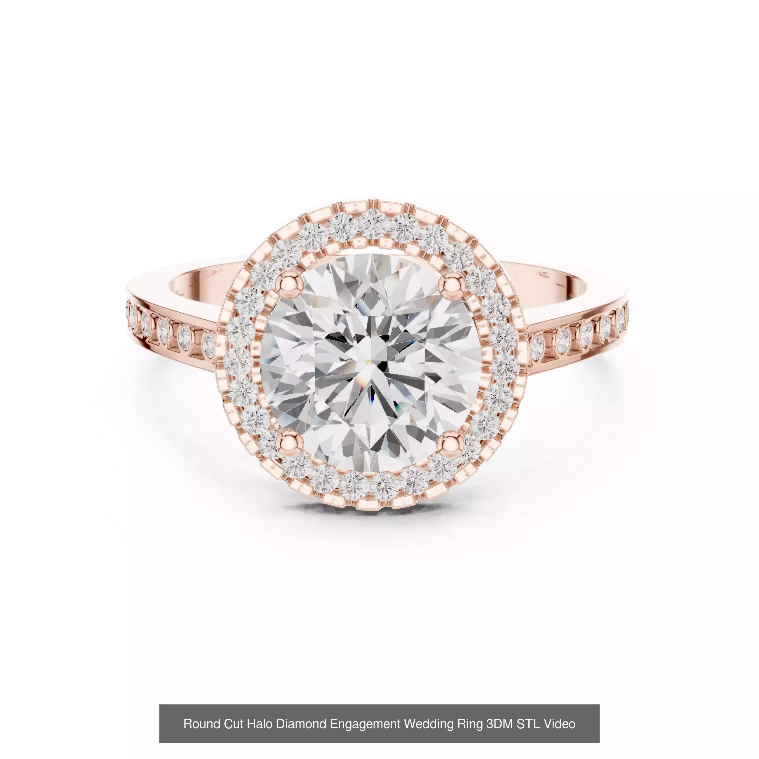 293 Halo Diamond Rings 3DM STL OBJ FBX 3 Color Render Video 3D Model Collection_210