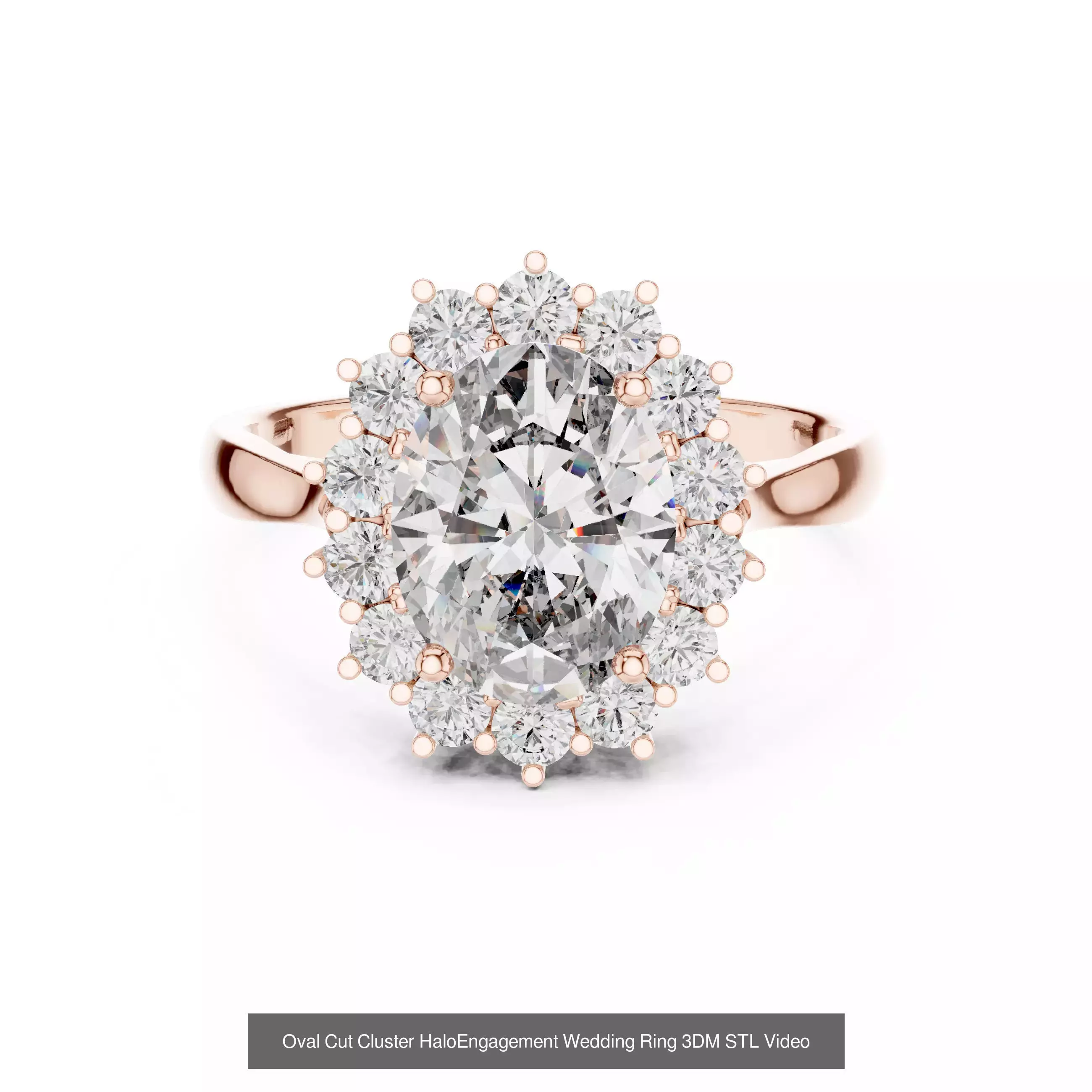 293 Halo Diamond Rings 3DM STL OBJ FBX 3 Color Render Video 3D Model Collection_148