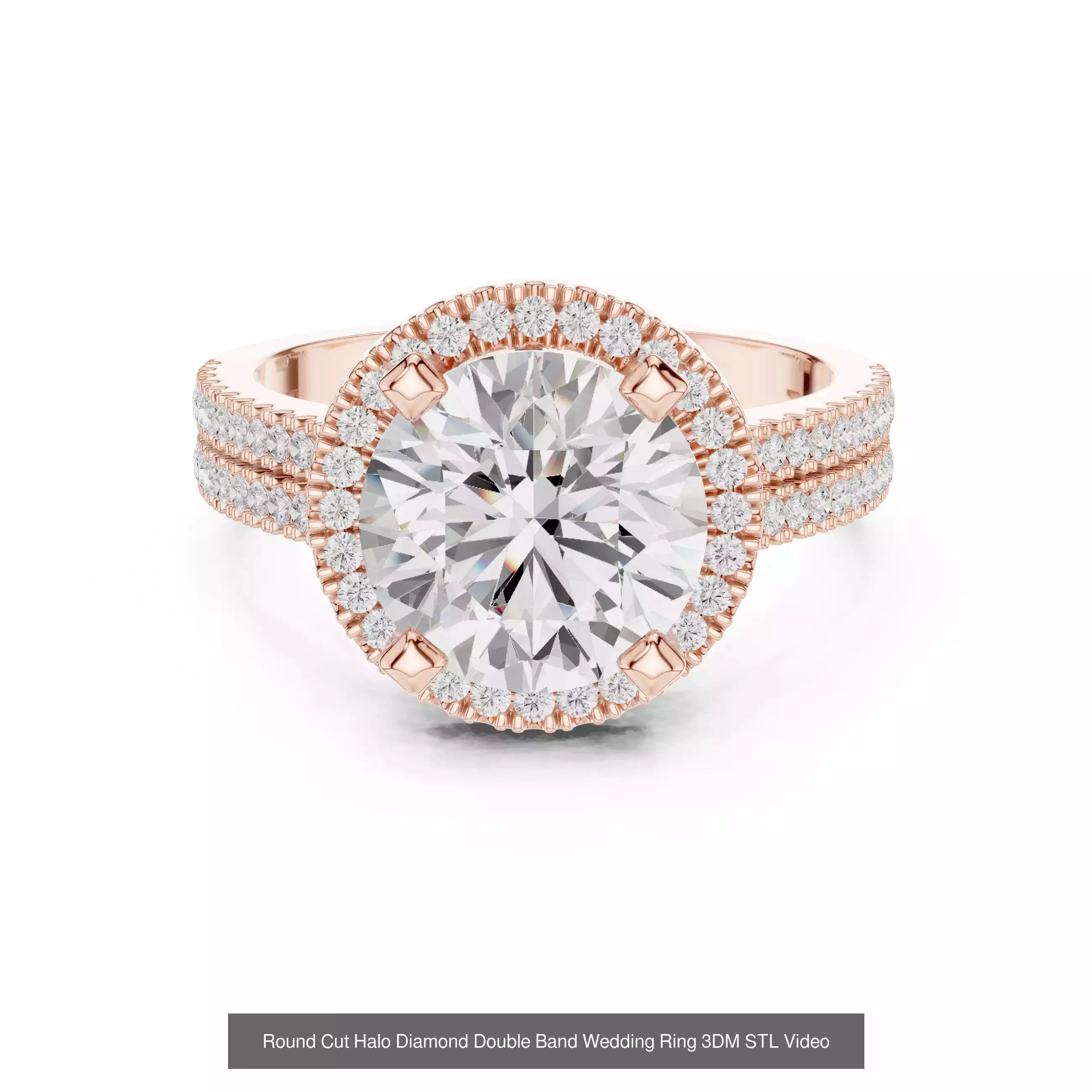 293 Halo Diamond Rings 3DM STL OBJ FBX 3 Color Render Video 3D Model Collection_78