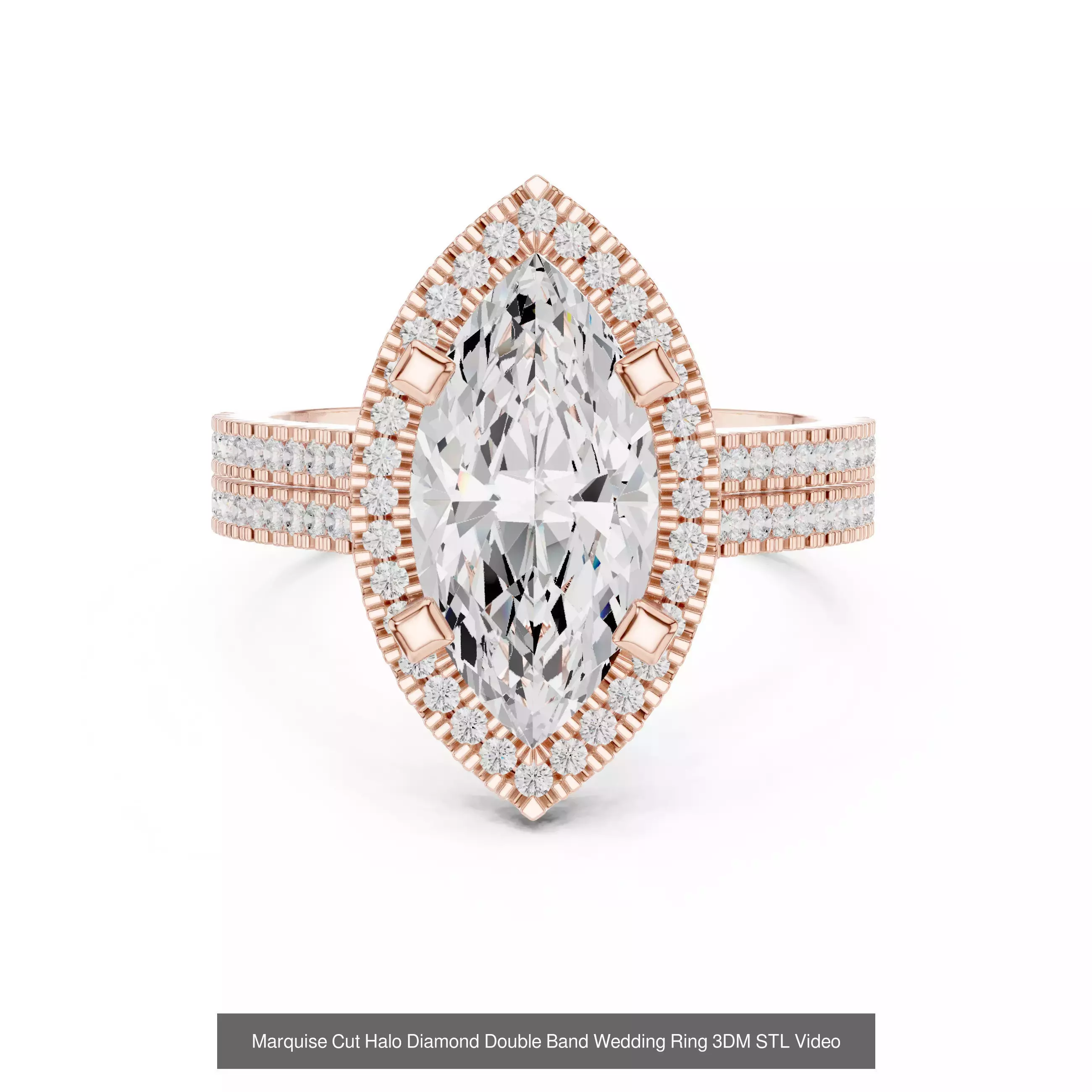 293 Halo Diamond Rings 3DM STL OBJ FBX 3 Color Render Video 3D Model Collection_73