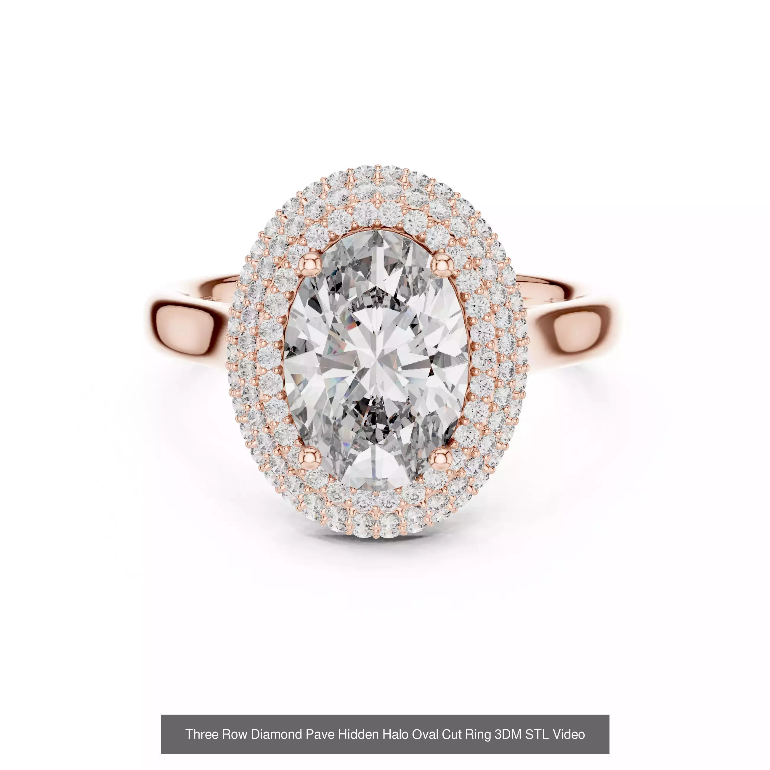 293 Halo Diamond Rings 3DM STL OBJ FBX 3 Color Render Video 3D Model Collection_159