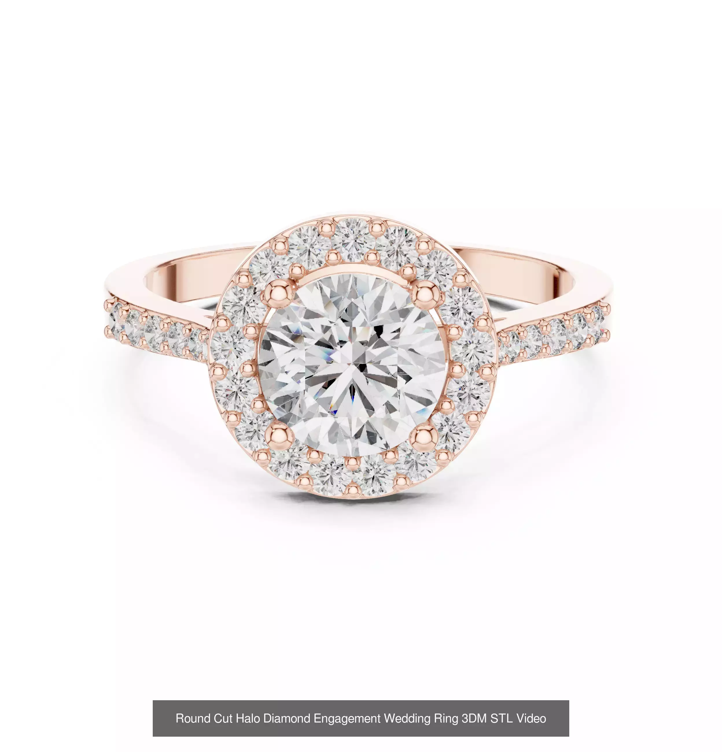 293 Halo Diamond Rings 3DM STL OBJ FBX 3 Color Render Video 3D Model Collection_119