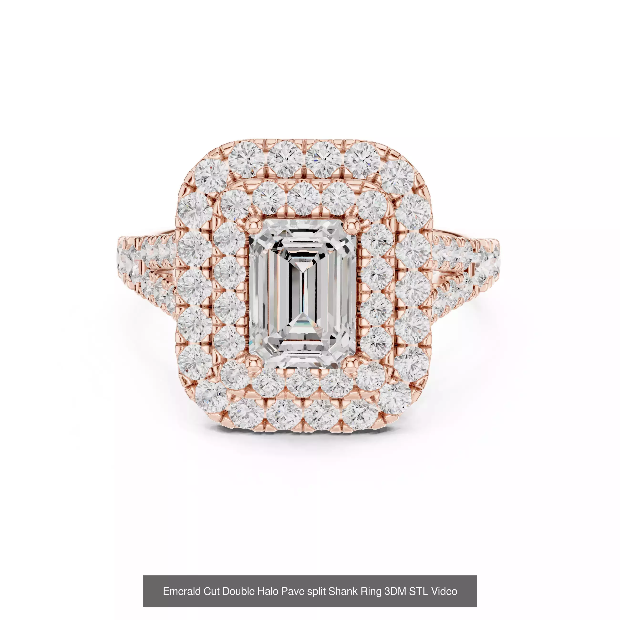 293 Halo Diamond Rings 3DM STL OBJ FBX 3 Color Render Video 3D Model Collection_133