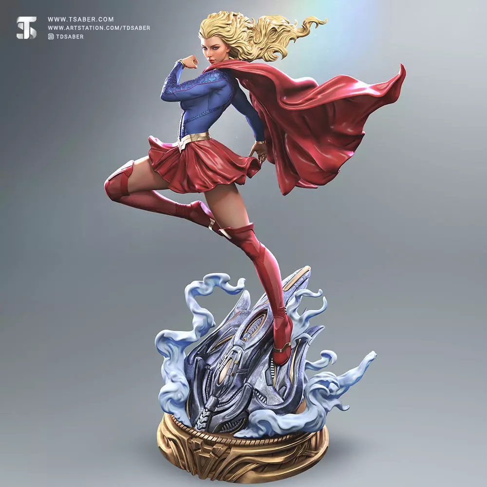 Supergirl Statue 3D print model_1