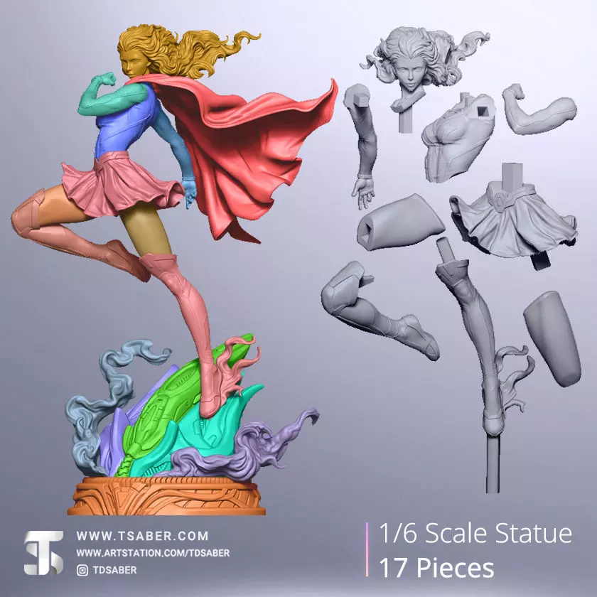 Supergirl Statue 3D print model_6