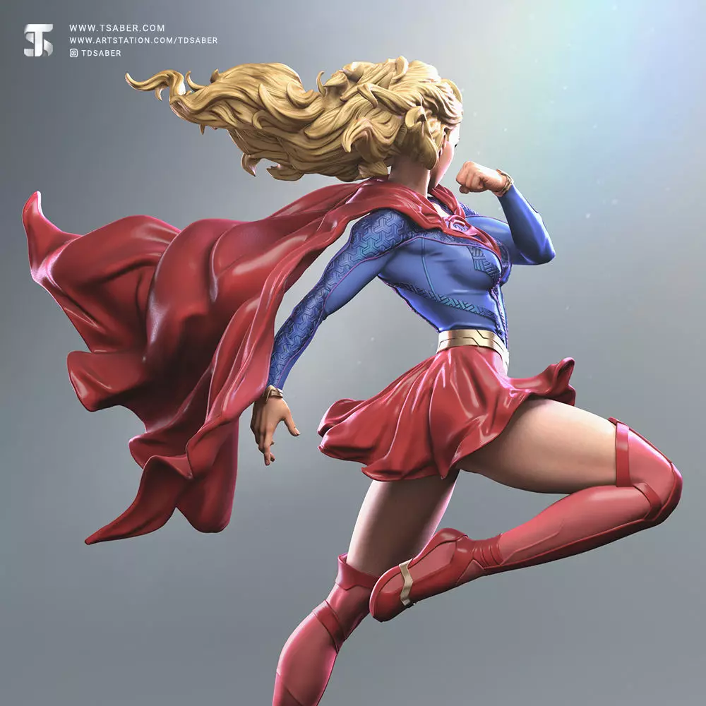 Supergirl Statue 3D print model_12