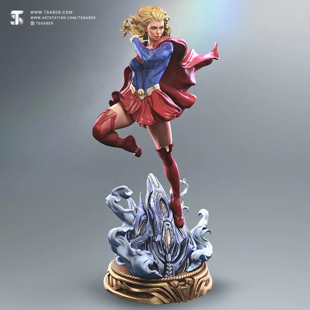 Supergirl Statue 3D print model_7