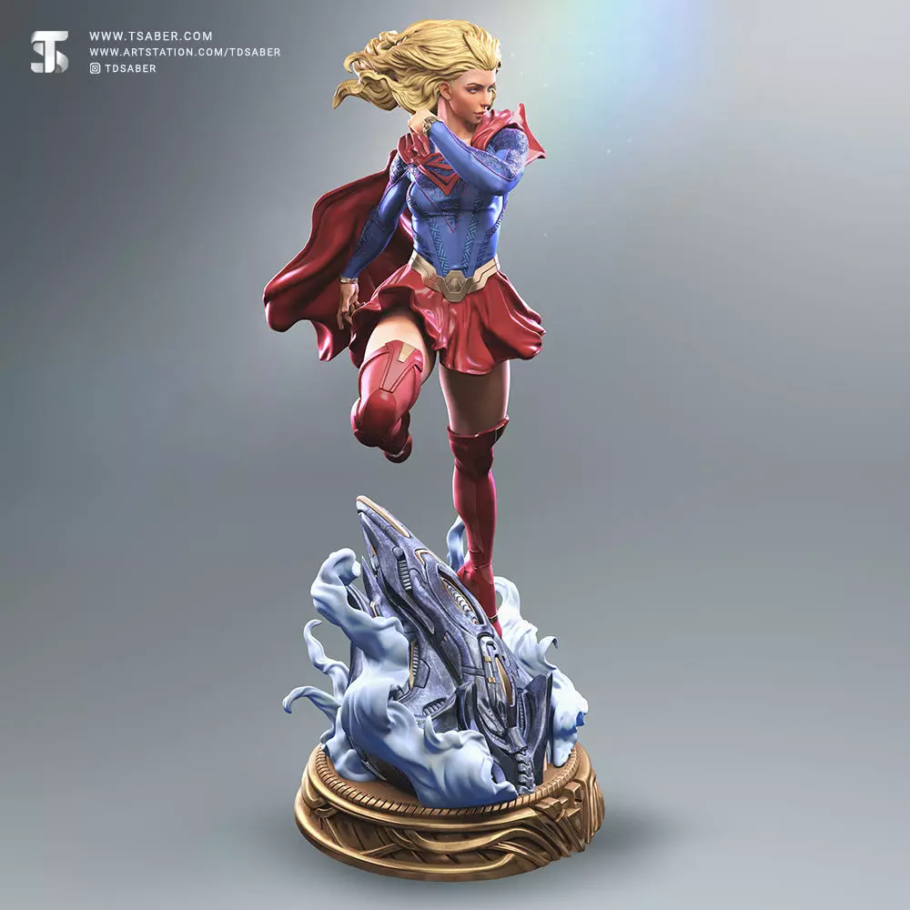 Supergirl Statue 3D print model_8