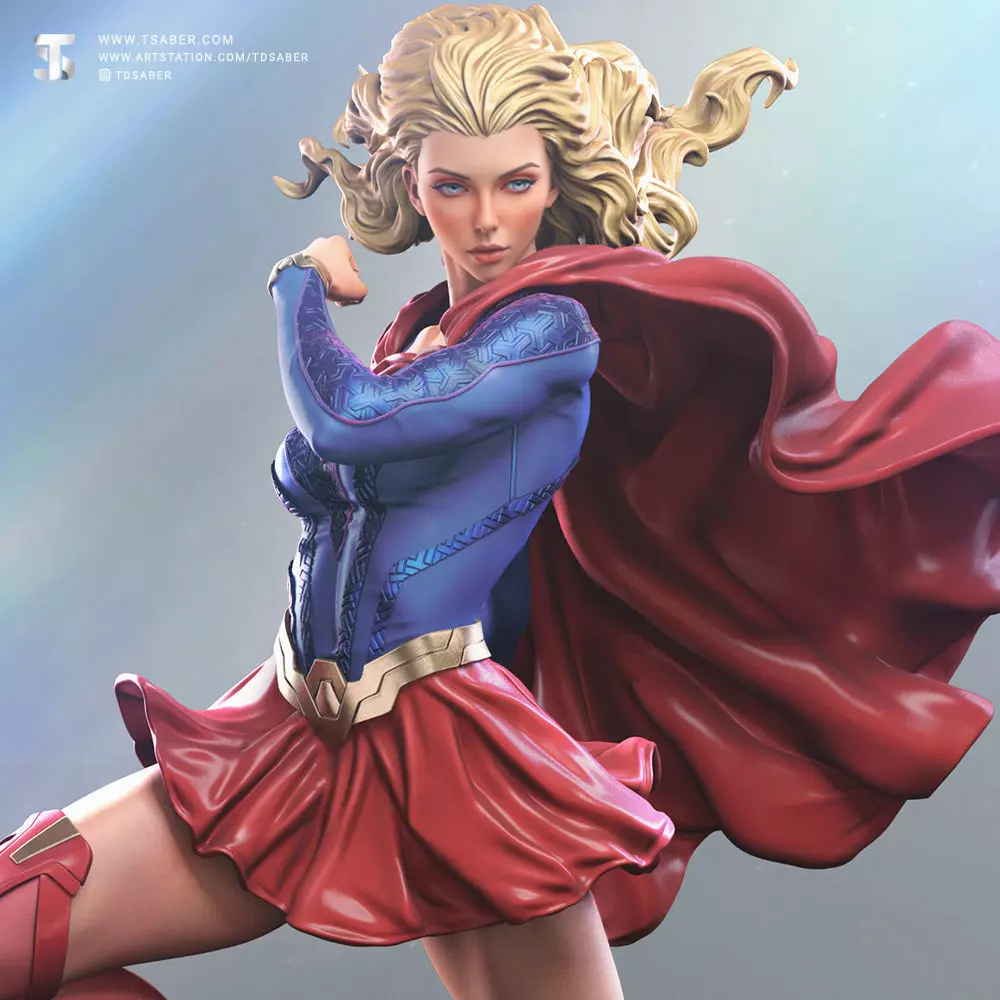 Supergirl Statue 3D print model_4