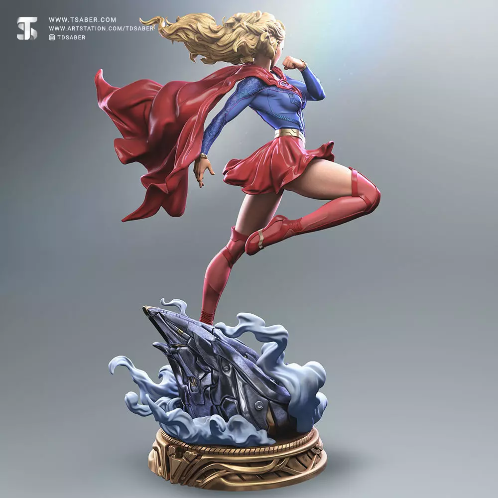 Supergirl Statue 3D print model_11
