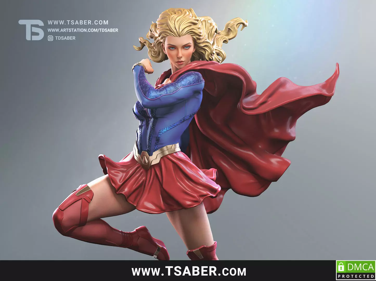 Supergirl Statue 3D print model_0