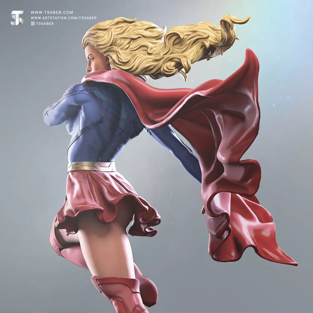 Supergirl Statue 3D print model_10