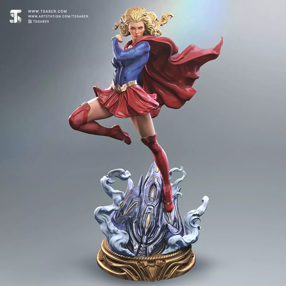 Supergirl Statue 3D print model_5