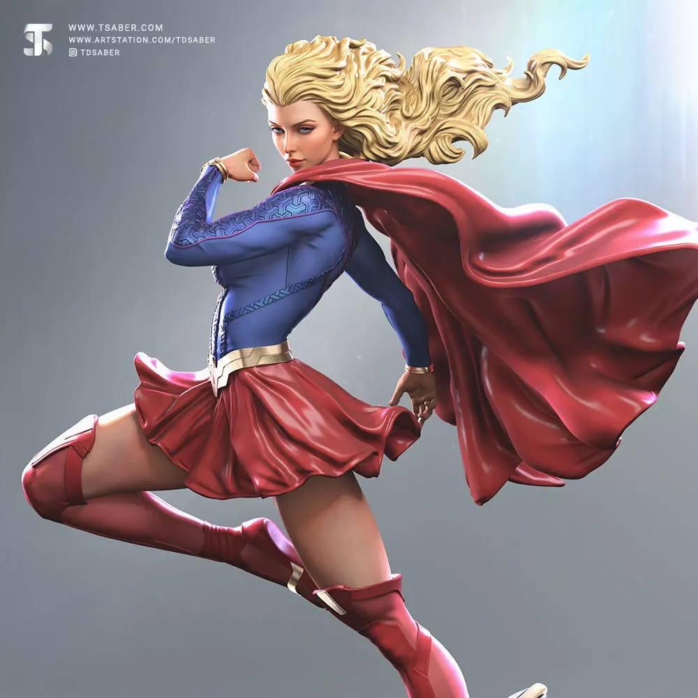 Supergirl Statue 3D print model_2