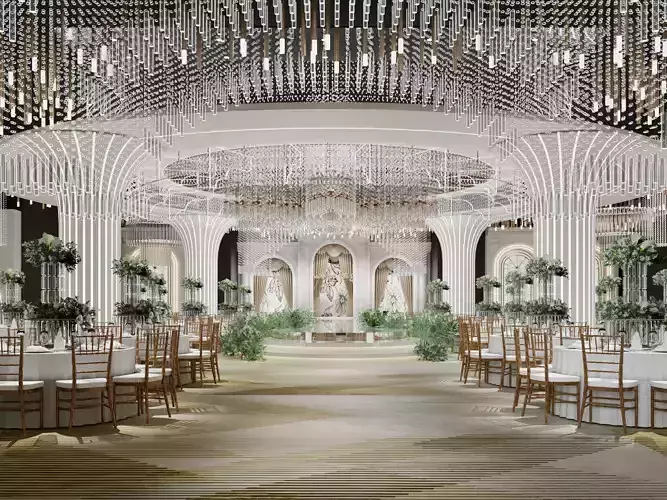 banquet hall Low-poly 3D model