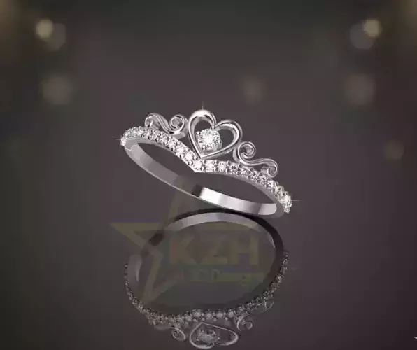 Heart Tiara Crown Ring