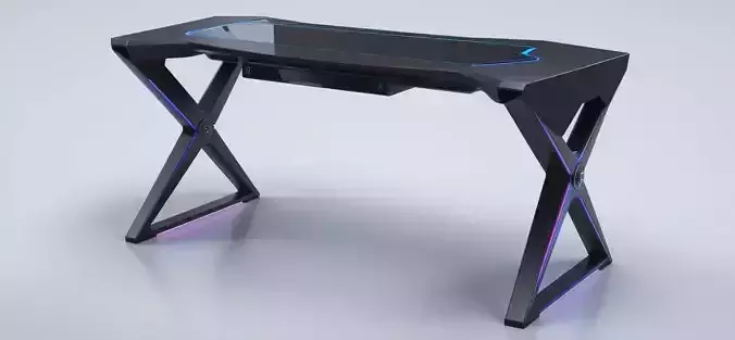PC Gaming Table 3D Model RGB Desk with Modern Design Free 3D model