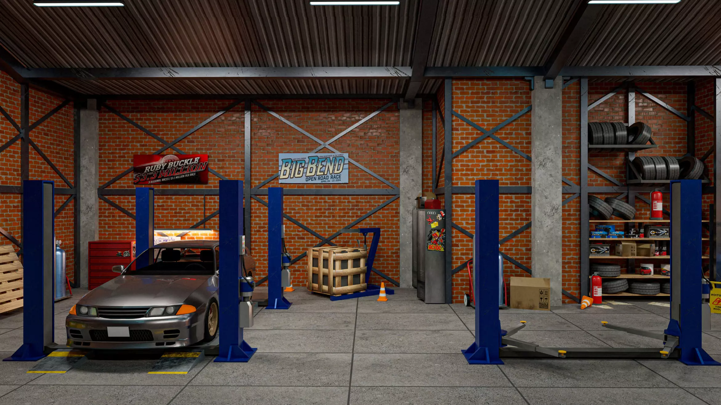 Auto Garage Repair Workshop Low-poly 3D model Low-poly 3D model_2