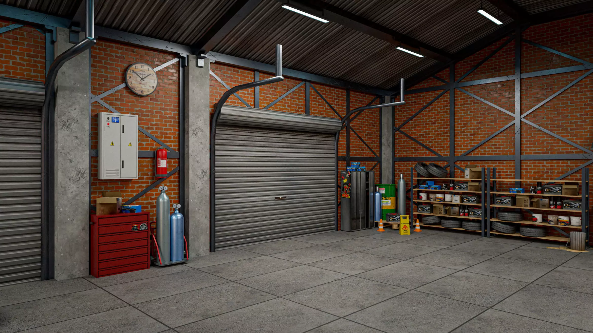 Auto Garage Repair Workshop Low-poly 3D model Low-poly 3D model_6
